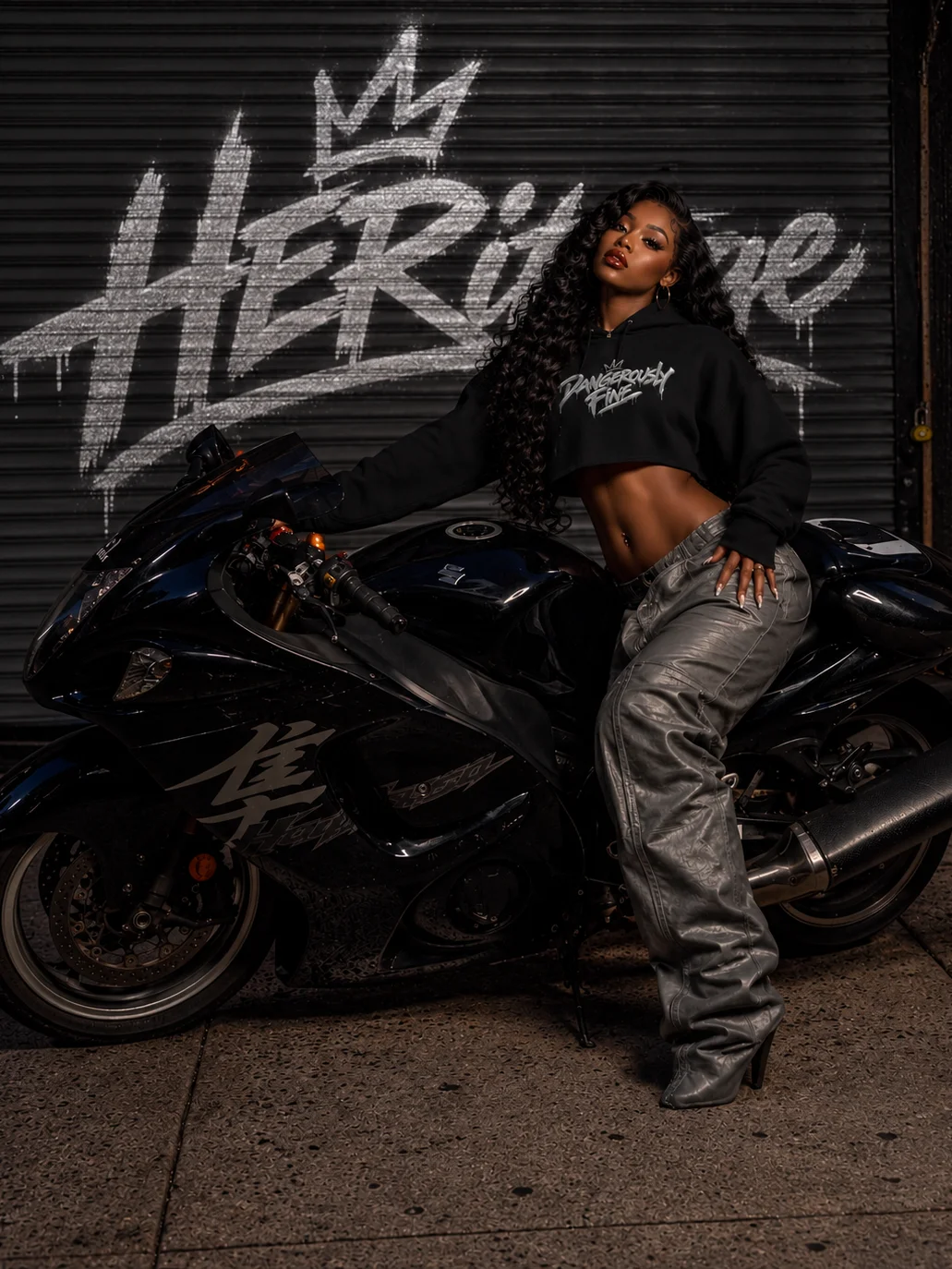 HERitage Dangerously Fine Crop Hoodie In Silver product image (1)