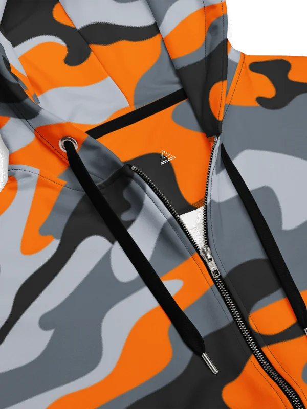 Orange Chrome Camo Hoodie – Bold Y2K Streetwear Zip-Up product image (5)