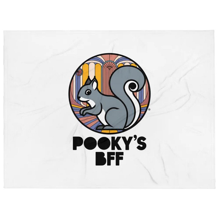 Ultra soft and plushy blanket: Pooky's BFF: Closed Retro Font, Stylized Pooky, symetrical 30s influence background product image (1)