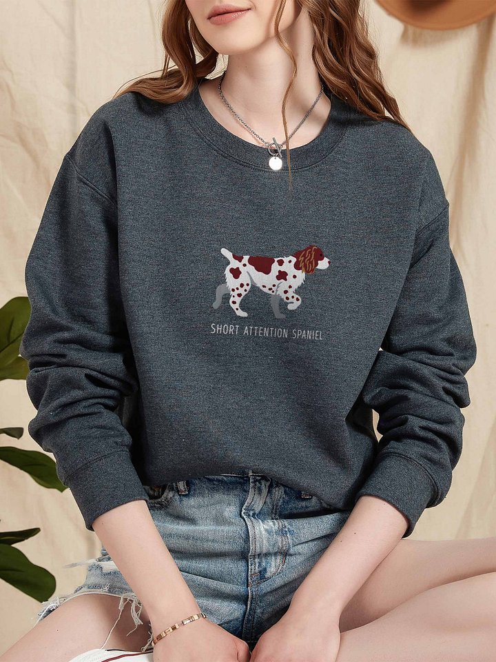 Short Attention Spaniel Sweatshirt (Embroidered) of a Brittany Spaniel(Liver) product image (2)