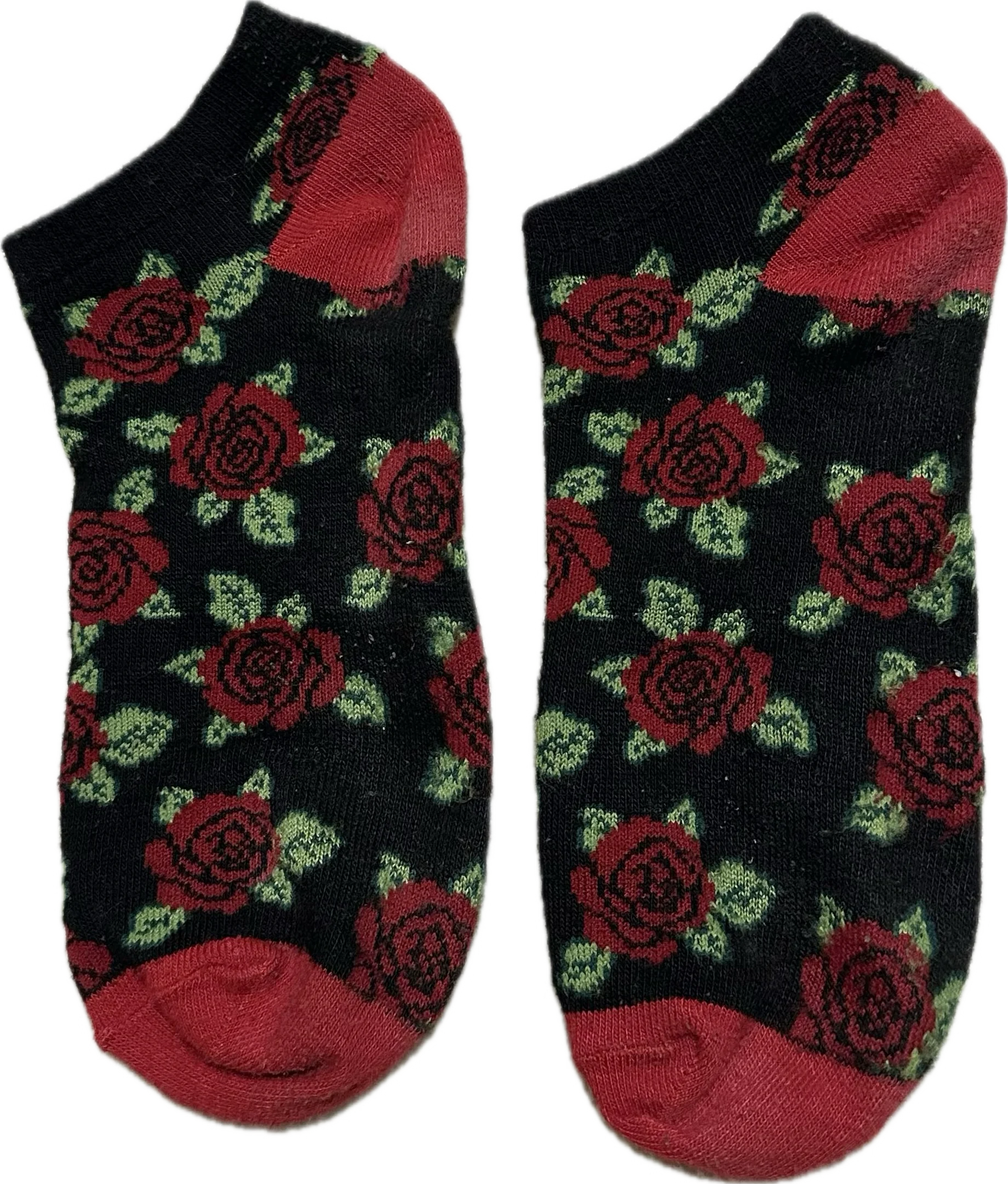 Red and black rose ankle socks product image (1)