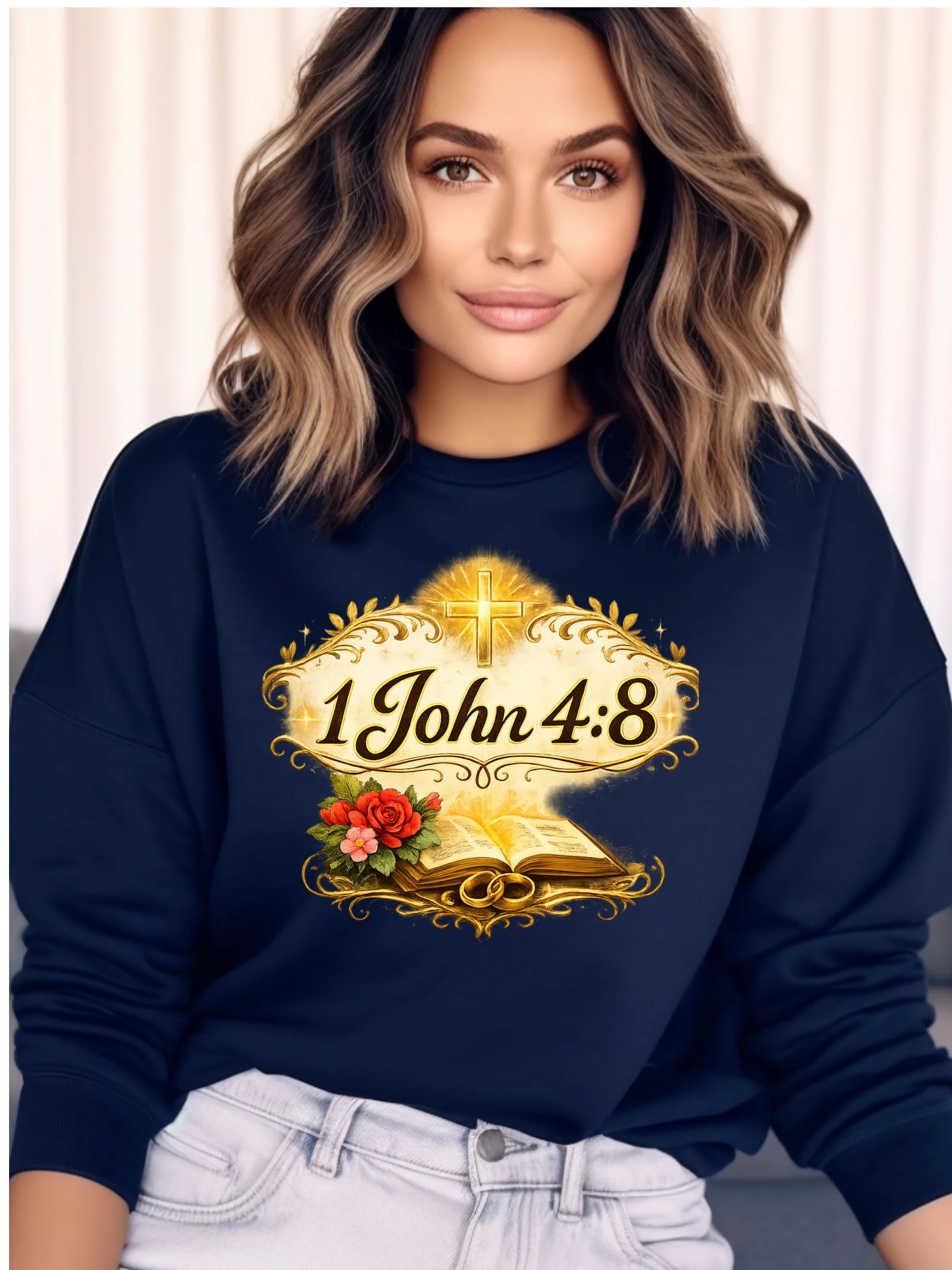 1 John 4:8 Bible Verse Christian Scripture Minimalist Faith Sweatshirt | Kingdom Life Co. product image (1)