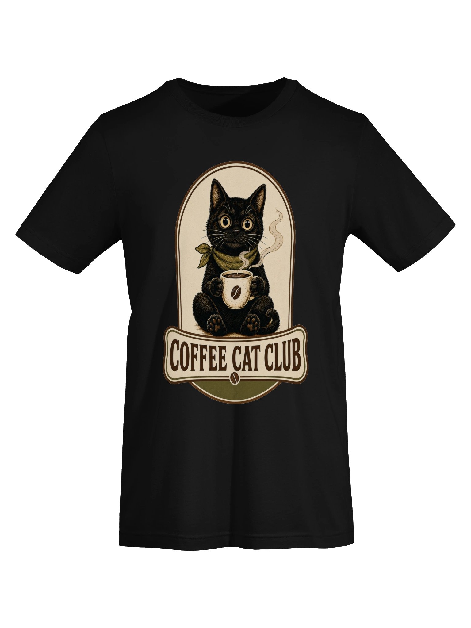 Coffee Cat Club T-Shirt - Vintage Black Cat Coffee Lover Shirt - Cozy Cat Cafe Graphic Tee product image (18)