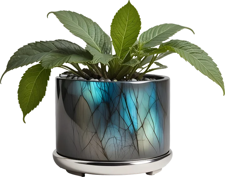Stellar Luxe – Labradorite & White Marble Planter PNG product image (1)