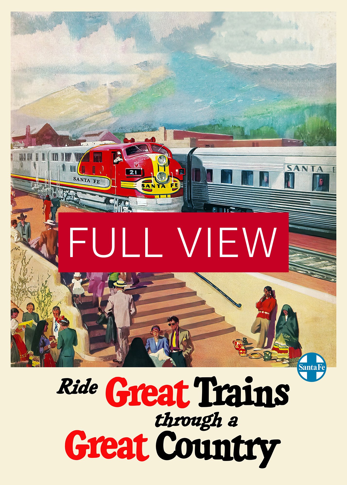 Santa Fe Railway, 1950s — retro train poster, vintage train art, train print, retro travel wall art product image (3)