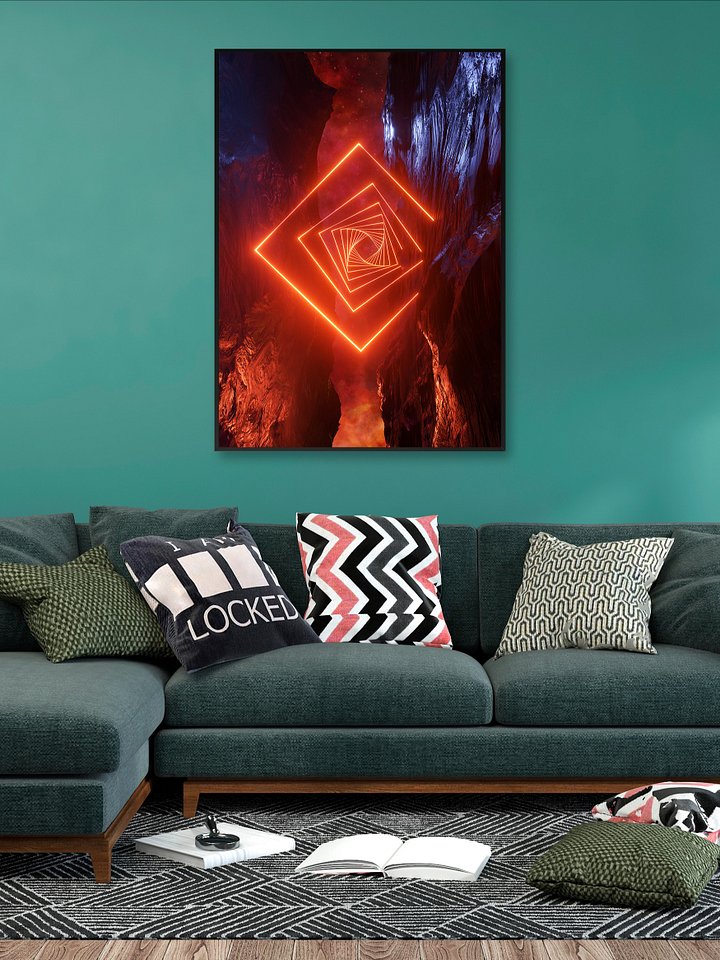 Neon landscape: Squares #2 red [synthwave/vaporwave/cyberpunk] — Aesthetic retrowave poster product image (2)