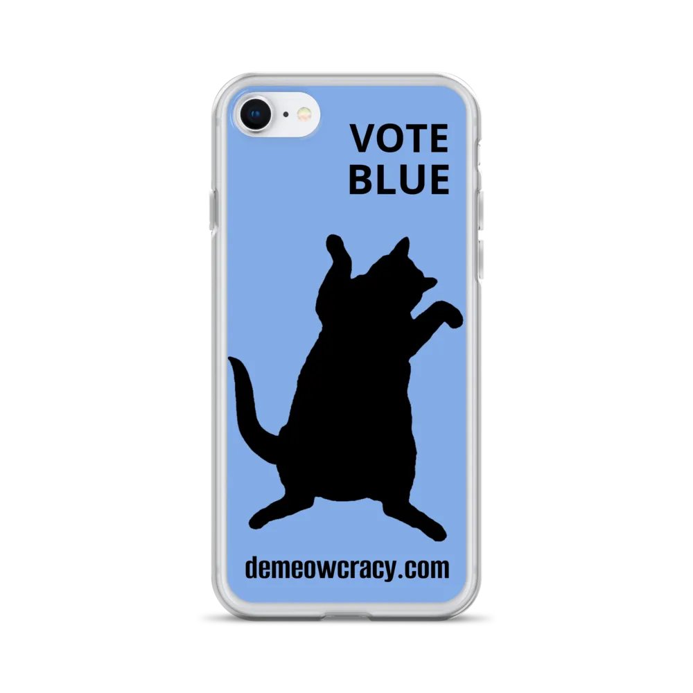 Vote Blue Dancing DeMeowcracy Cat iPhone Case - Light Blue product image (2)