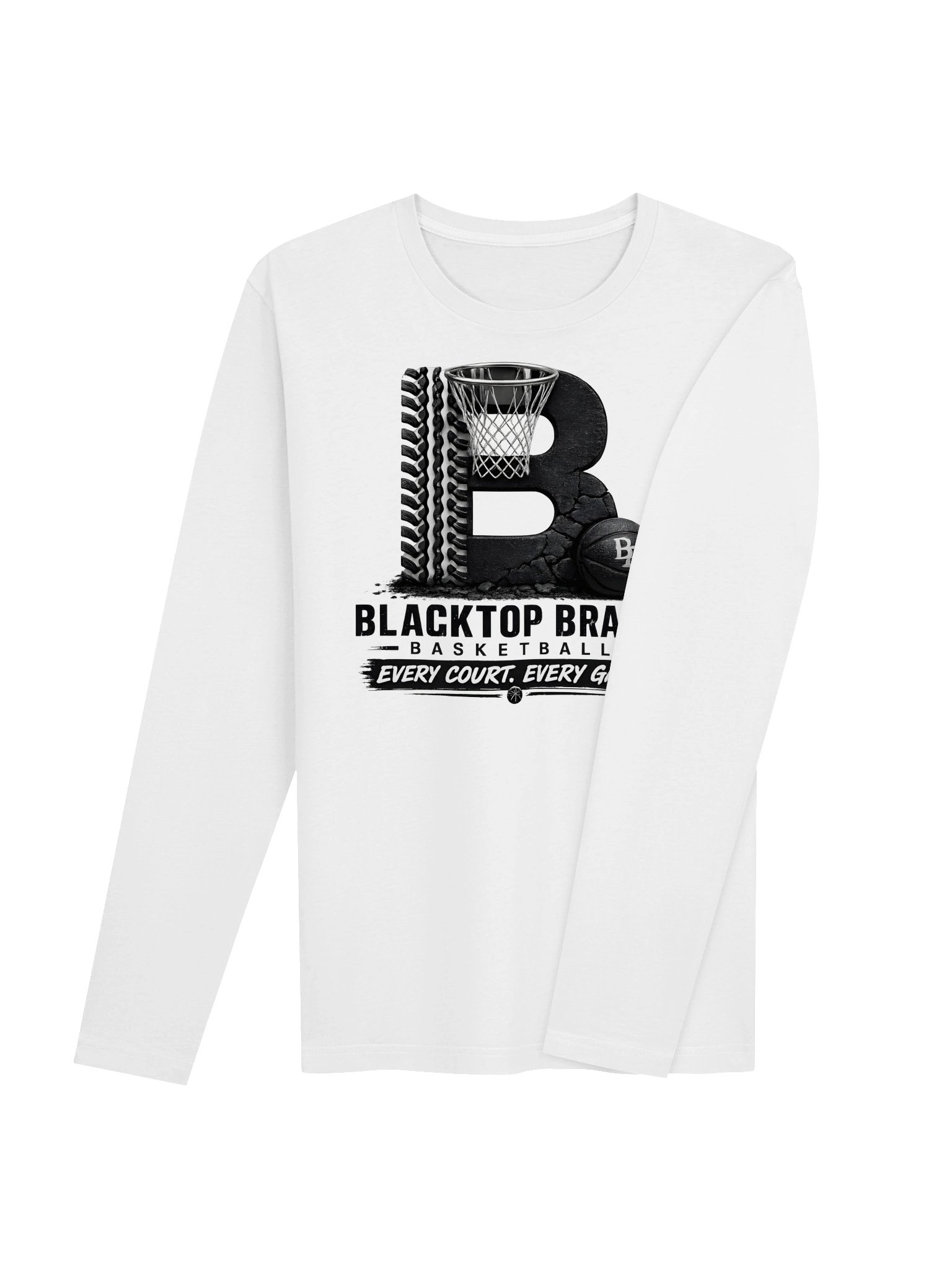 Blacktop Brand Basketball Logo Long Sleeve T-Shirt product image (4)