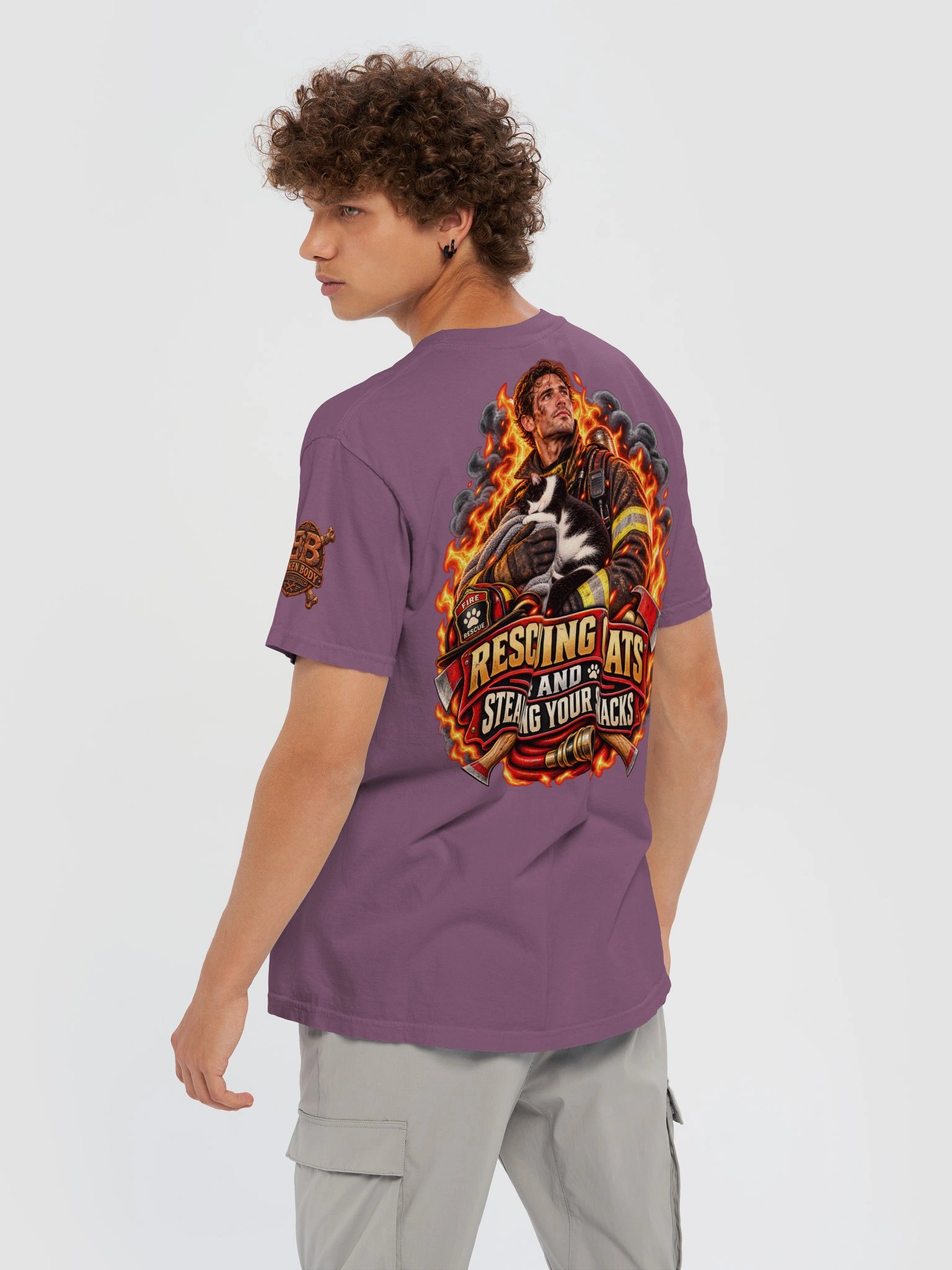 Funny Firefighter Shirt — Rescuing Cats & Stealing Your Snacks | Flat Out Broken™ product image (11)