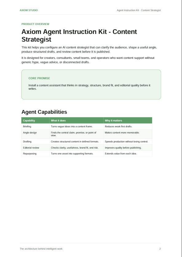 Axiom Agent Instruction Kit - Content Strategist product image (2)