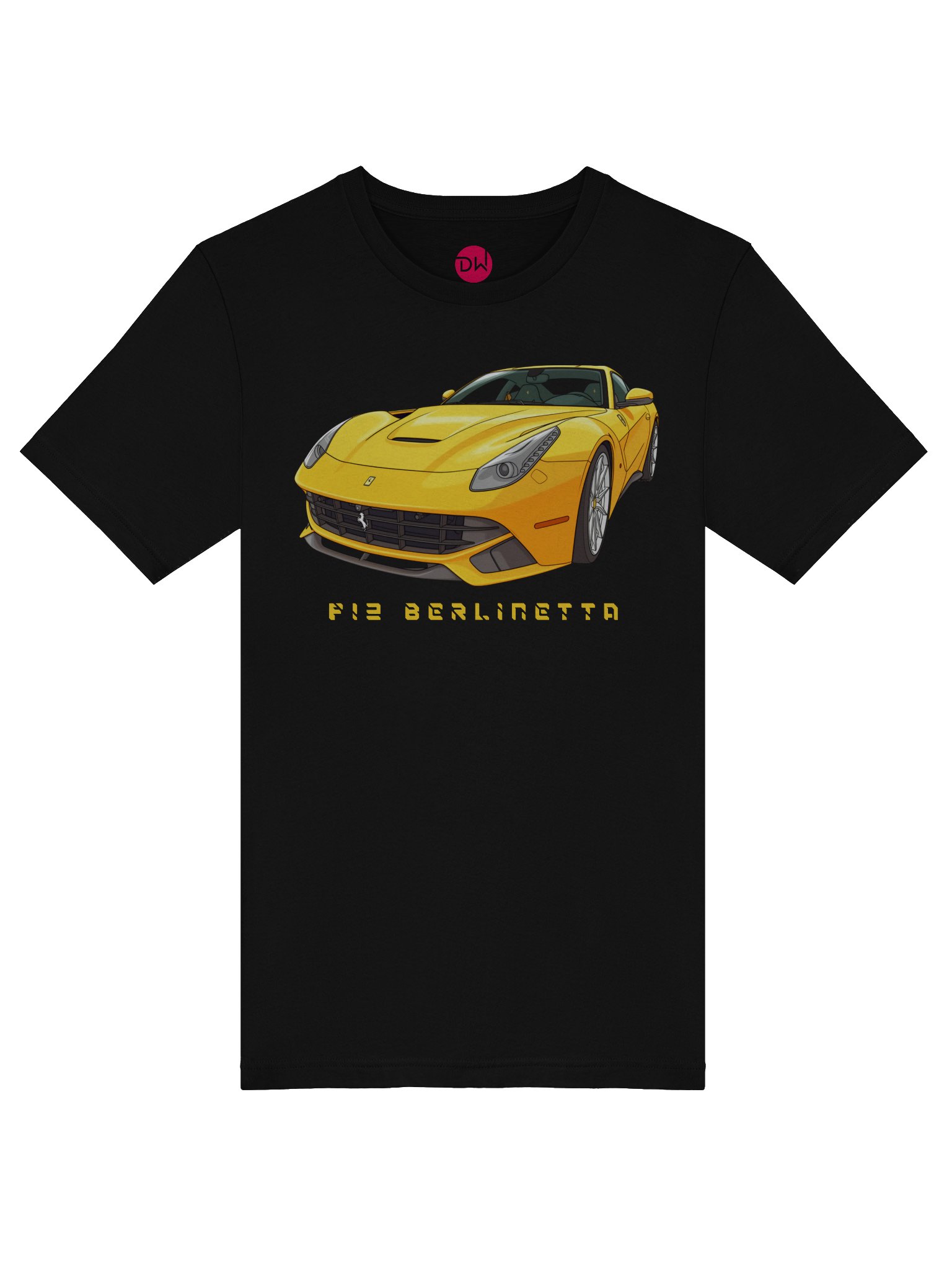 Yellow Ferrari F12 Berlinetta Shirt (Retro, Sketch, Silhouette) product image (38)