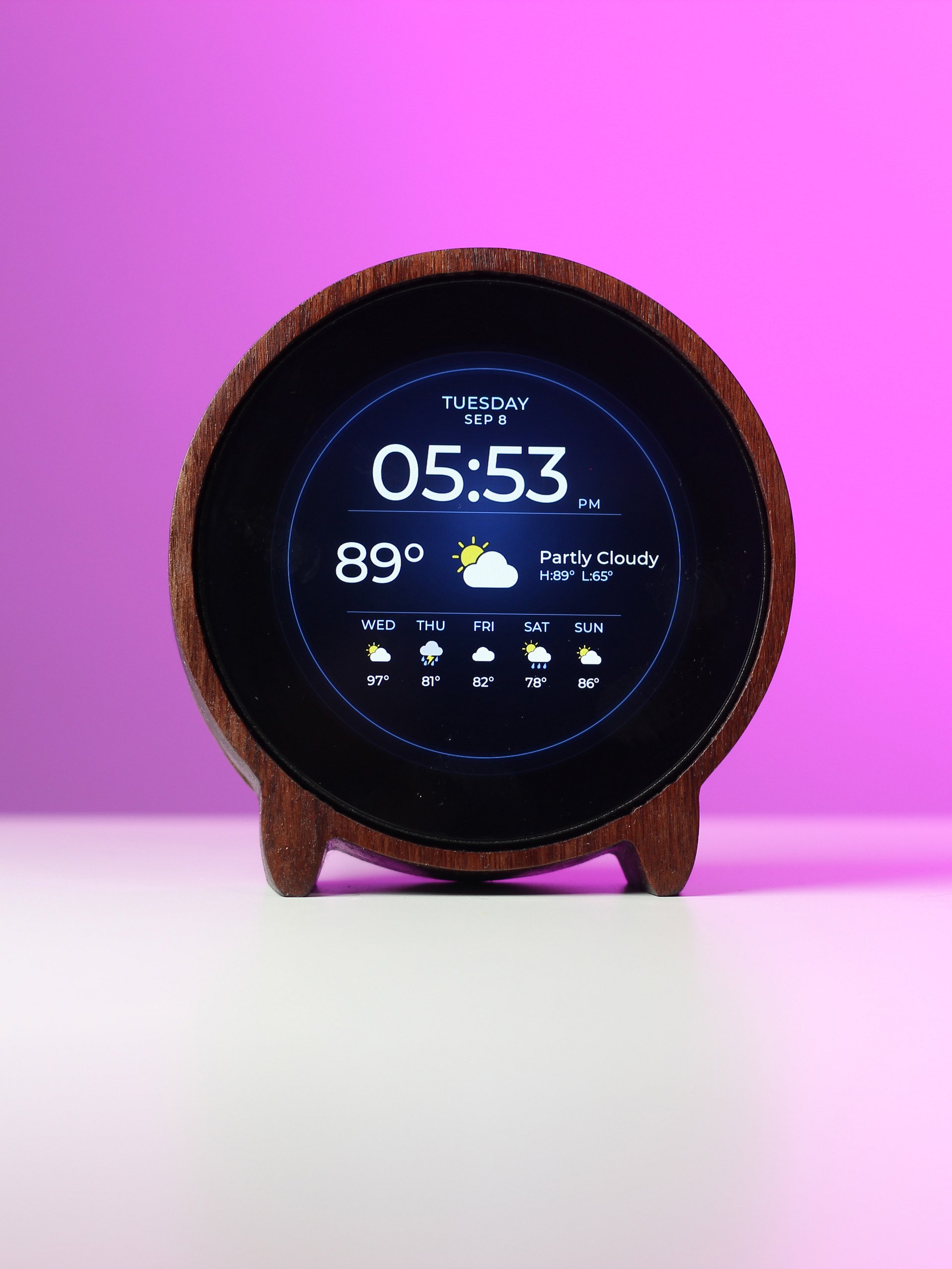 Round Weather Clock — Classic Wood product image (2)