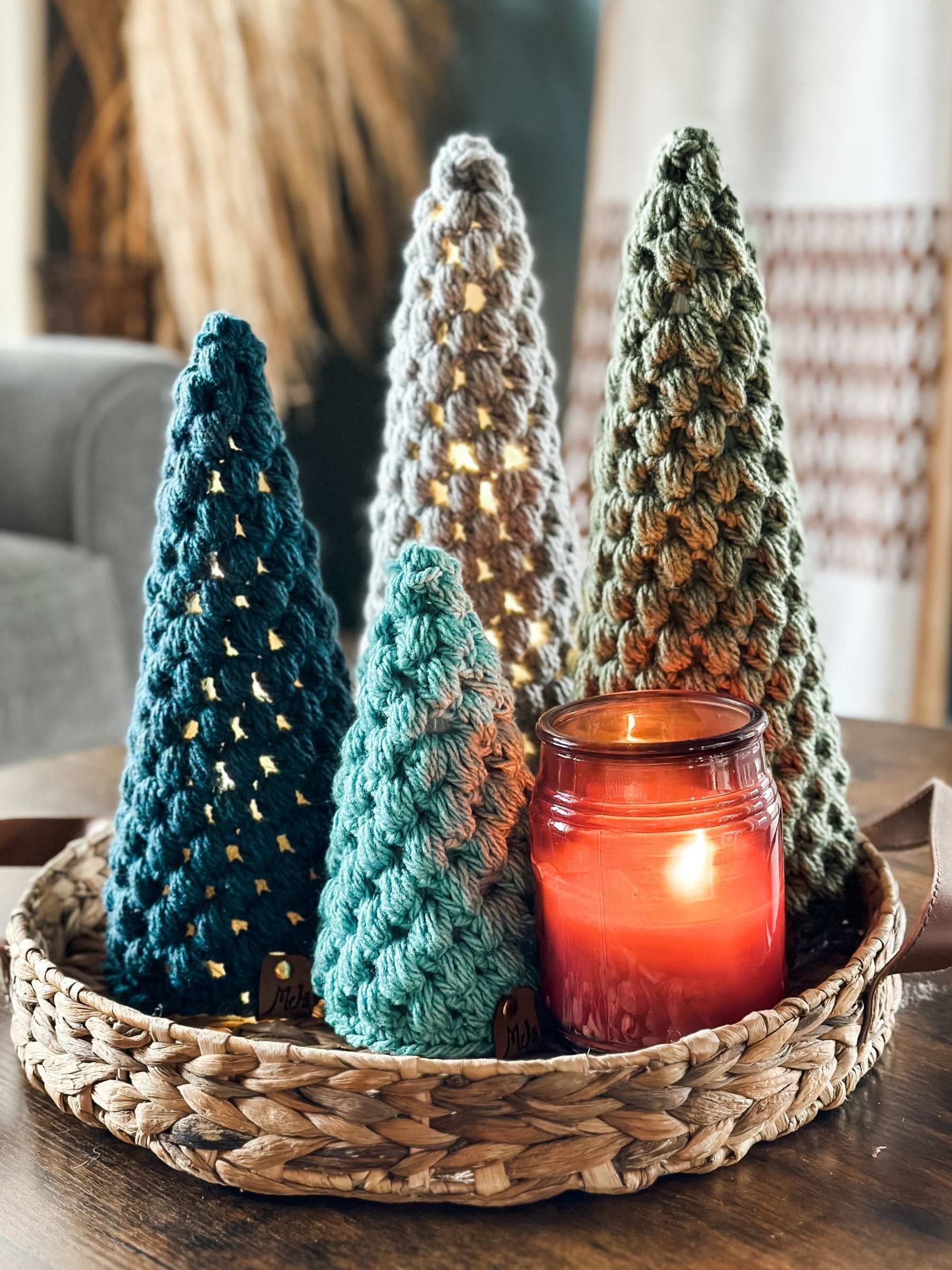 Festive Puff Stitch Trees Crochet Pattern product image (1)