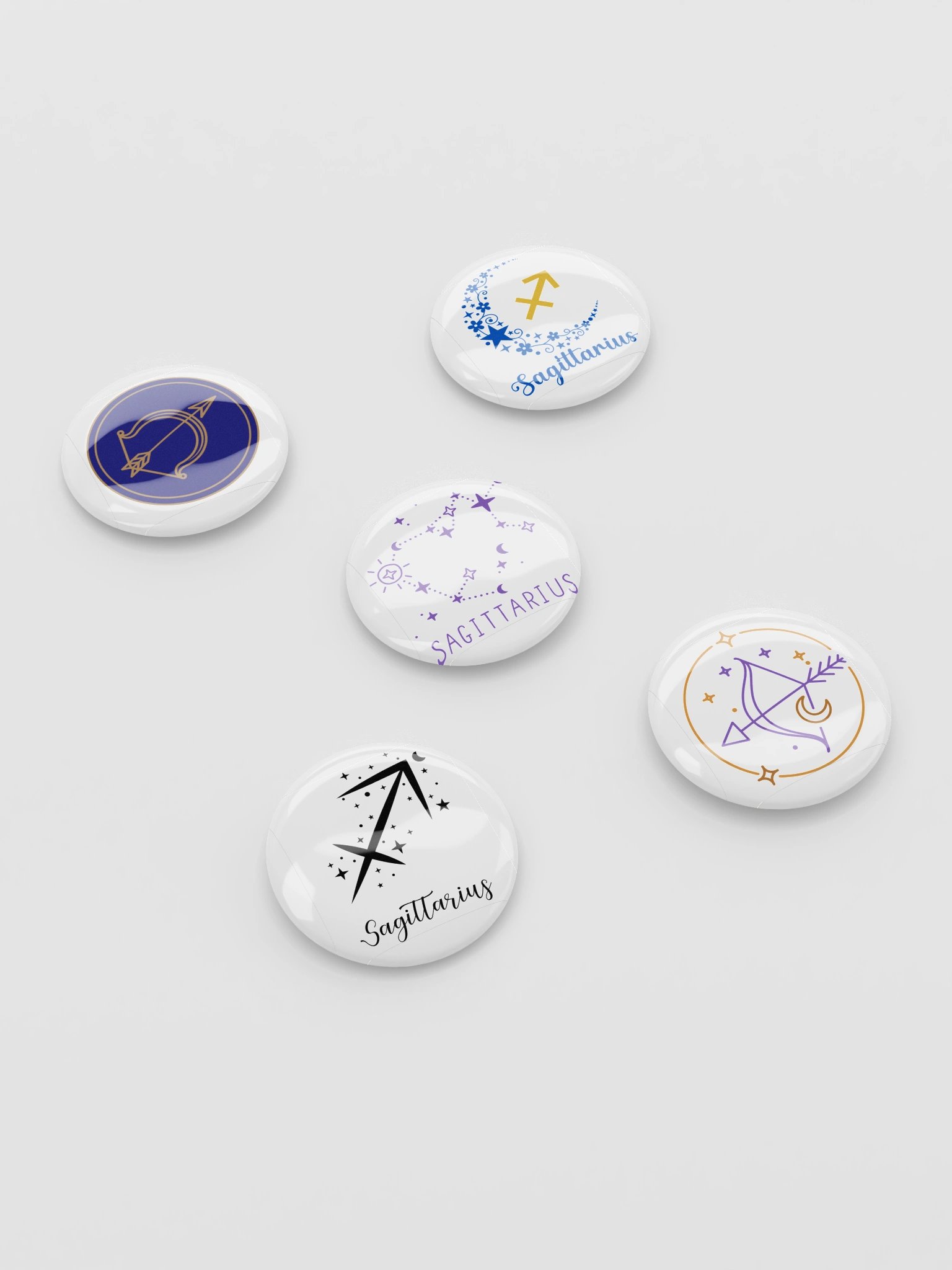 Sagittarius Zodiac Enamel Pin Set of 5 — Black & White Archer Astrology Pins for Jackets, Bags & Witchy Accessories product image (2)