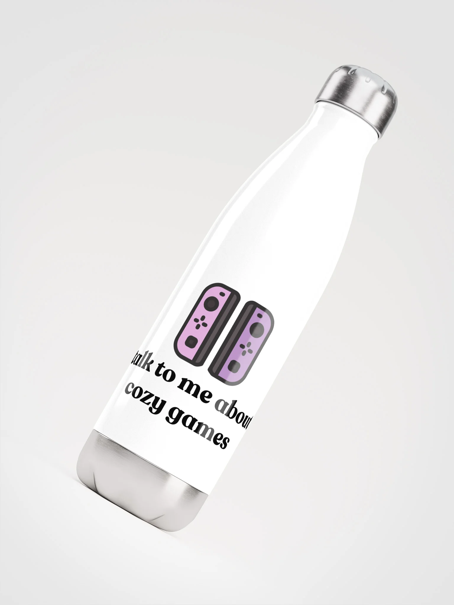 Talk to me about cosy games water bottle, white product image (4)