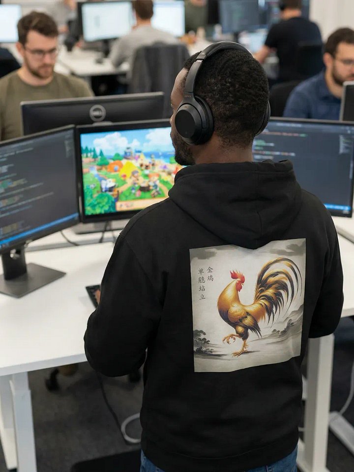Golden Rooster Stands on One Leg Premium Hoodie product image (2)