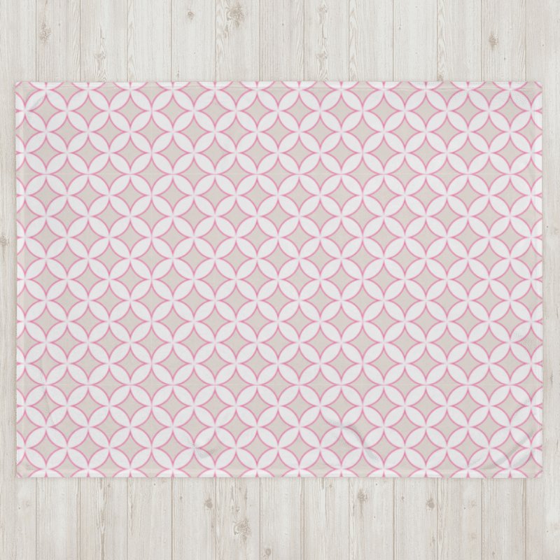 HAMPTONS CHIC - FRESH PINK BEIGE CIRCLES PLUSH BLANKET product image (3)