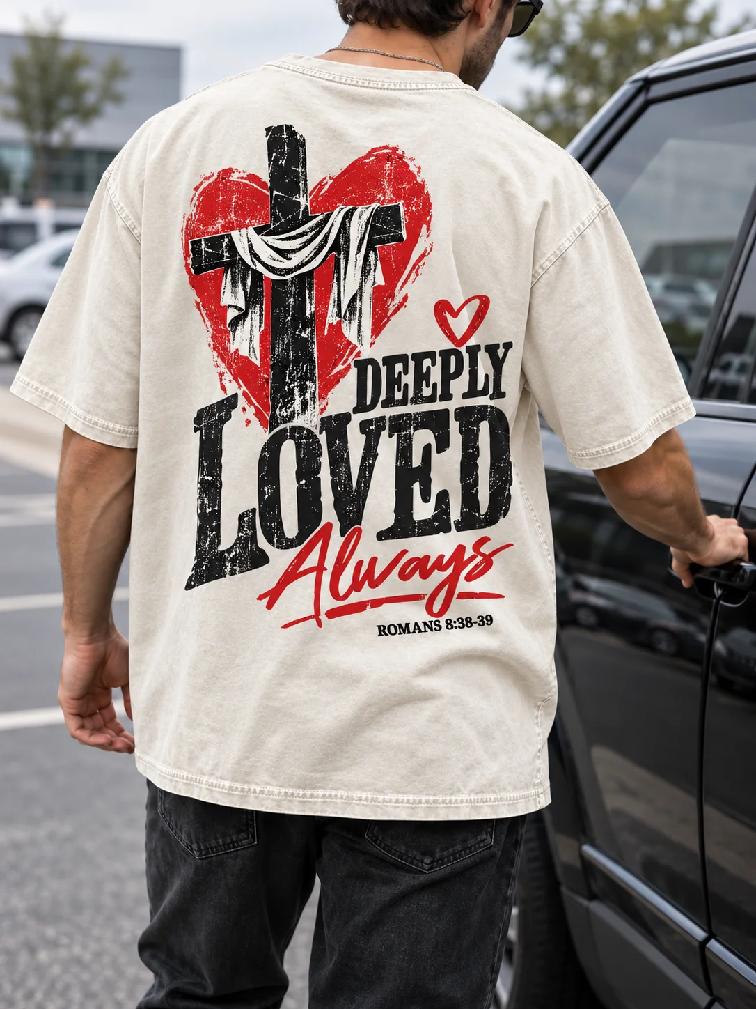 Deeply Loved Always PNG | Christian Cross Design | Romans 8:38-39 product image (5)