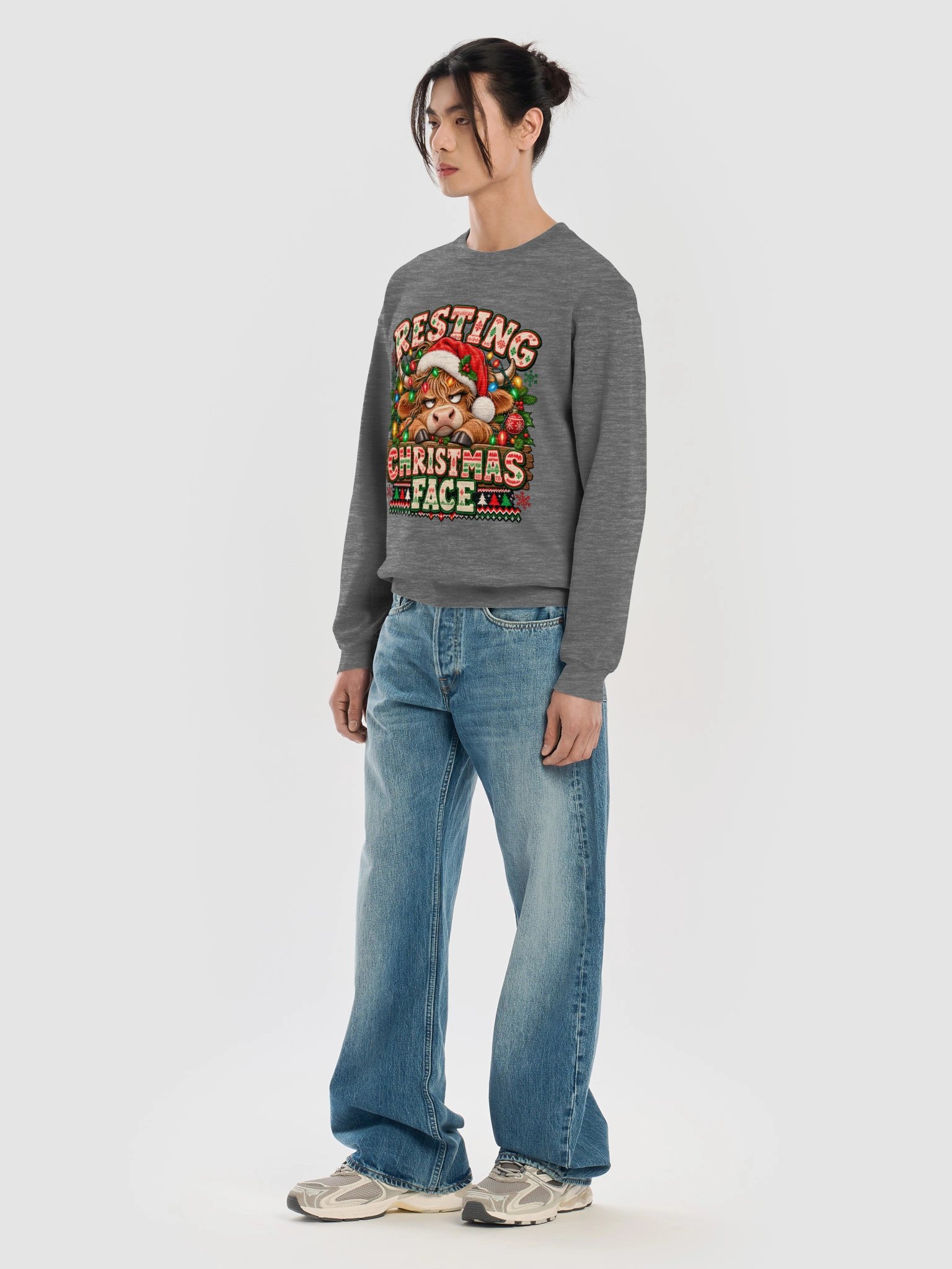 Resting Christmas Face | Funny Highland Cow Ugly Christmas Sweatshirt product image (7)