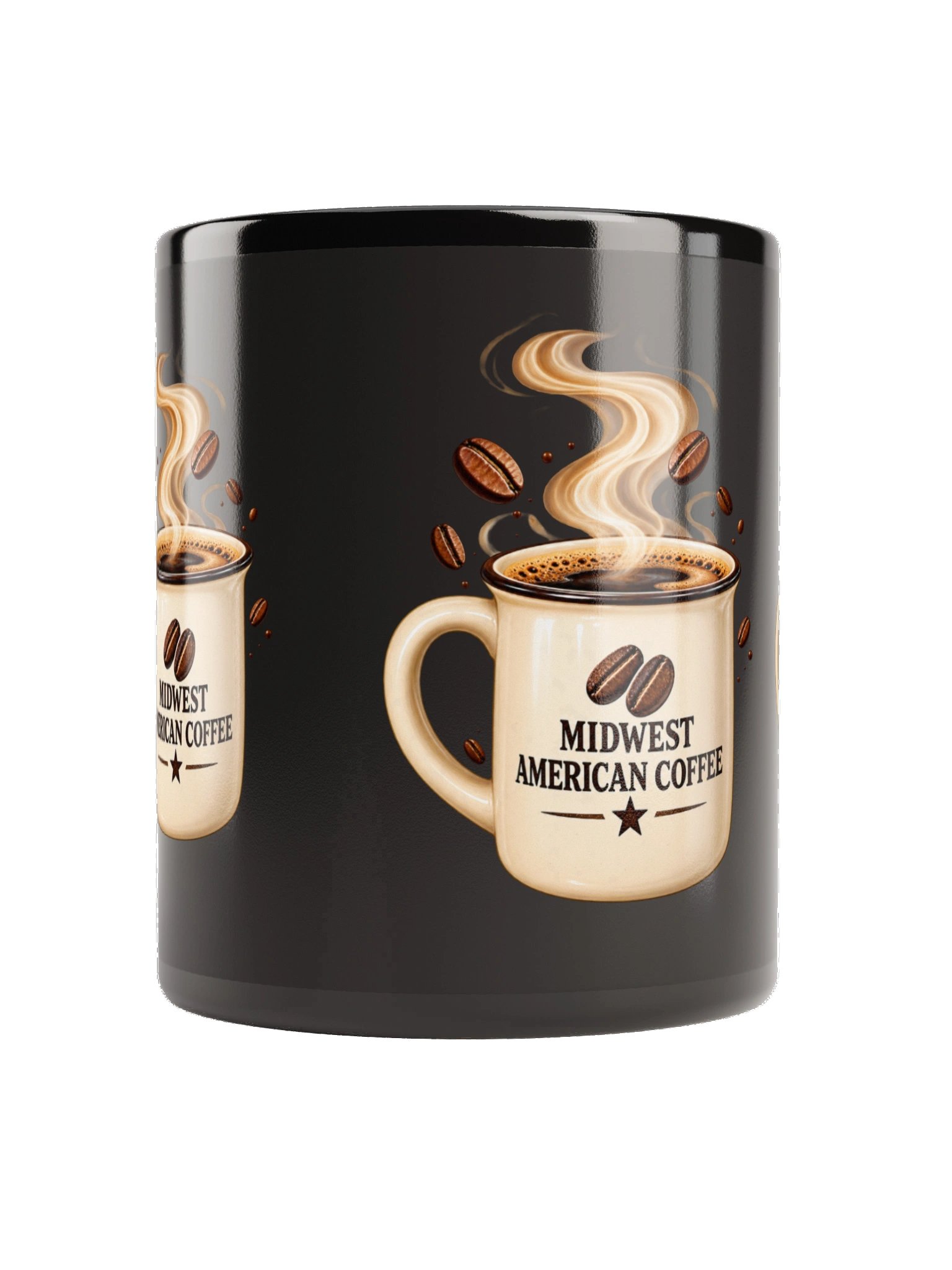 Midwest American Coffee – Signature Steam Black Glossy Mug product image (4)