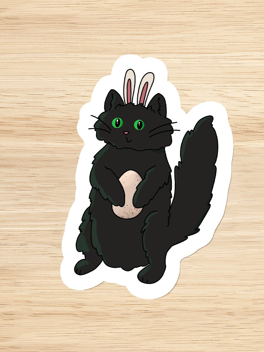 Easter Bunny Cat Vinyl Sticker product image (1)