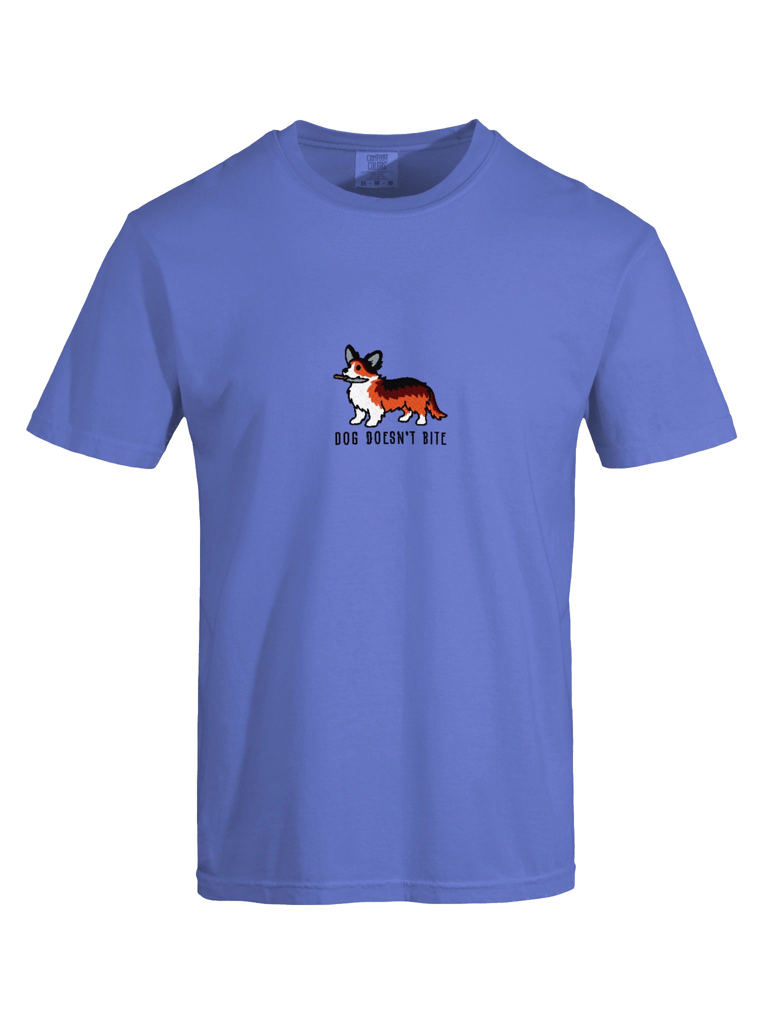 Dog Doesn't Bite Funny Chibi-Style Embroidered T-Shirt for Cardigan Welsh Corgi(Sable) Owners product image (45)