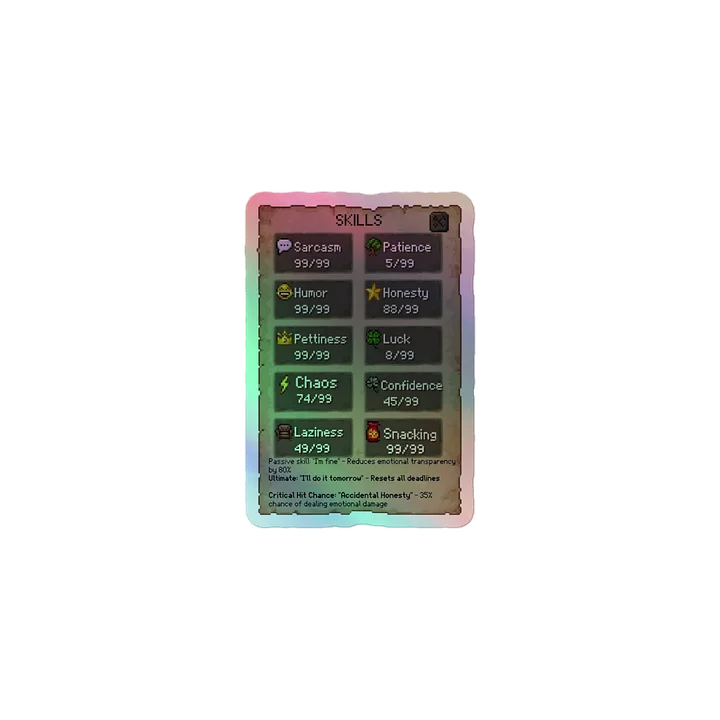 Skill Stats Holographic Sticker Sheet product image (1)