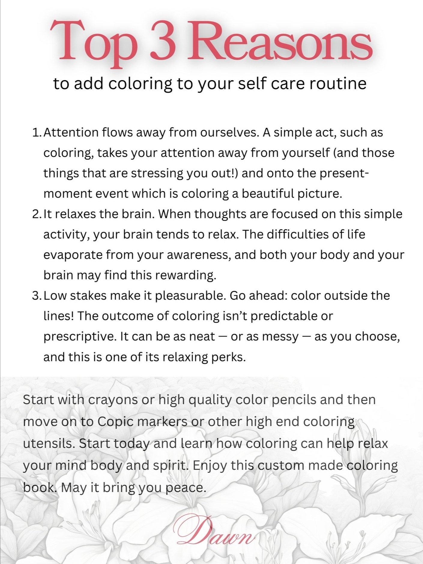 Dawn's Floral Coloring Book For Stress Relief product image (2)