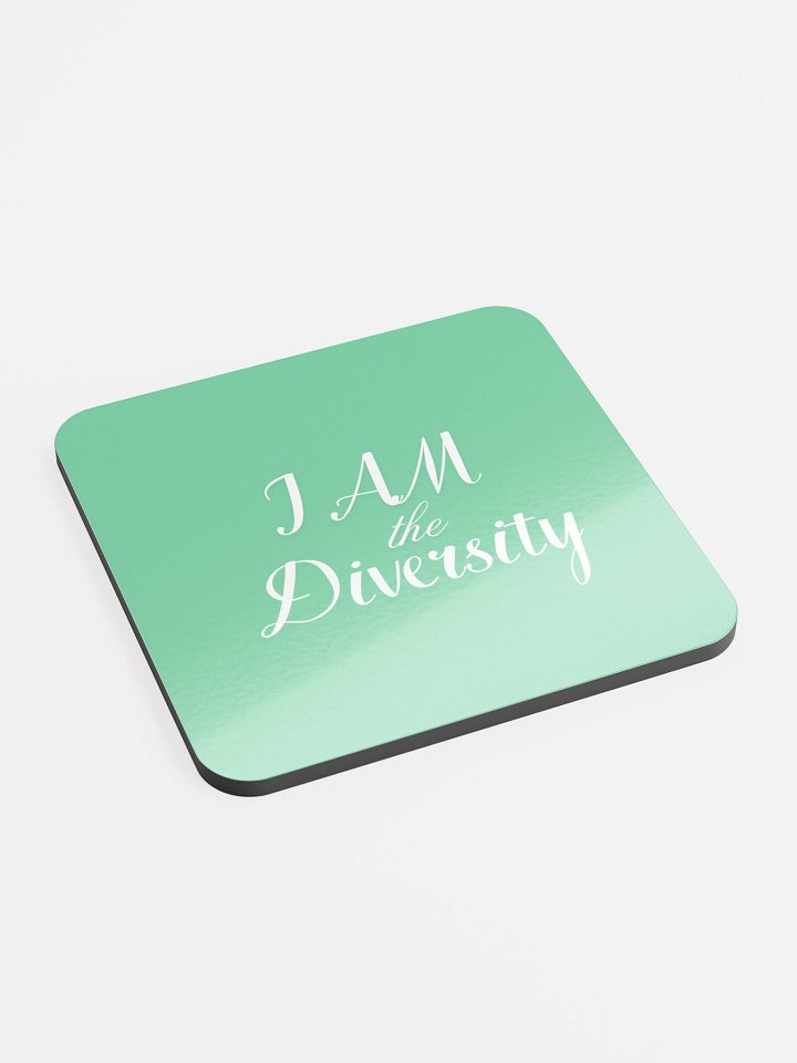 I AM the Diversity Cork Coaster (Teal & White Coaster) product image (2)