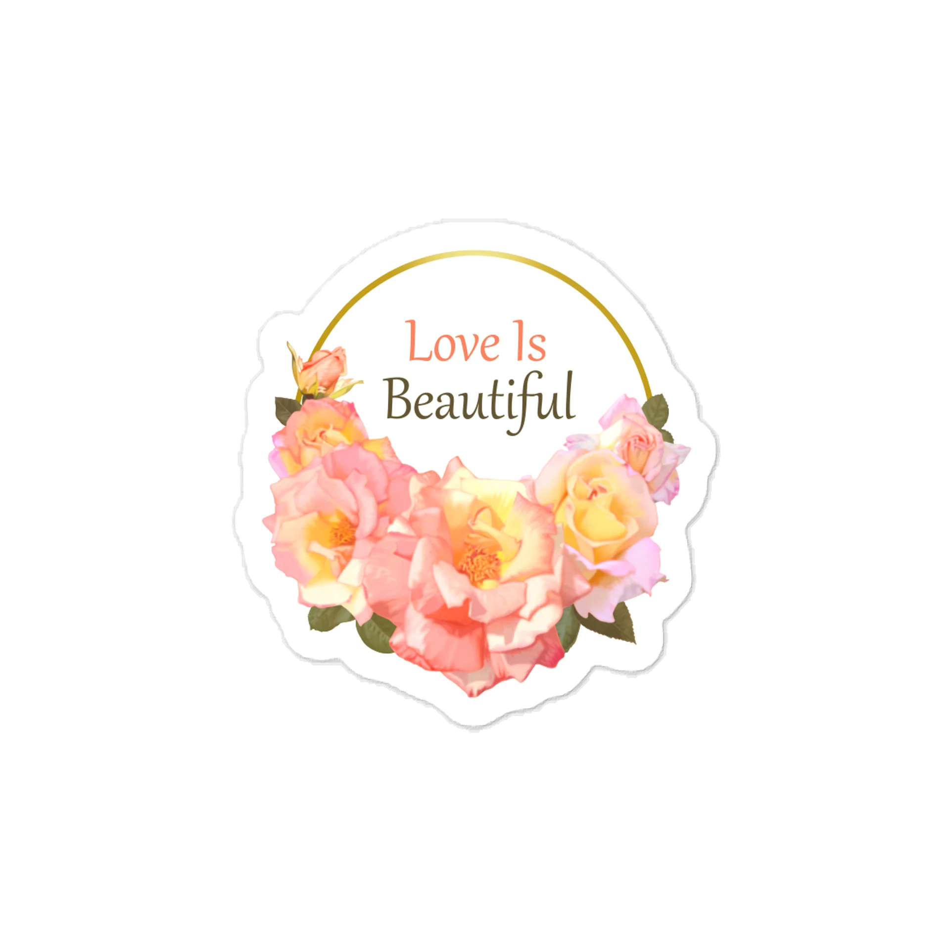 Love Is Beautiful Gold Floral Vinyl Decal – Krita Airbrush Rose Sticker product image (1)