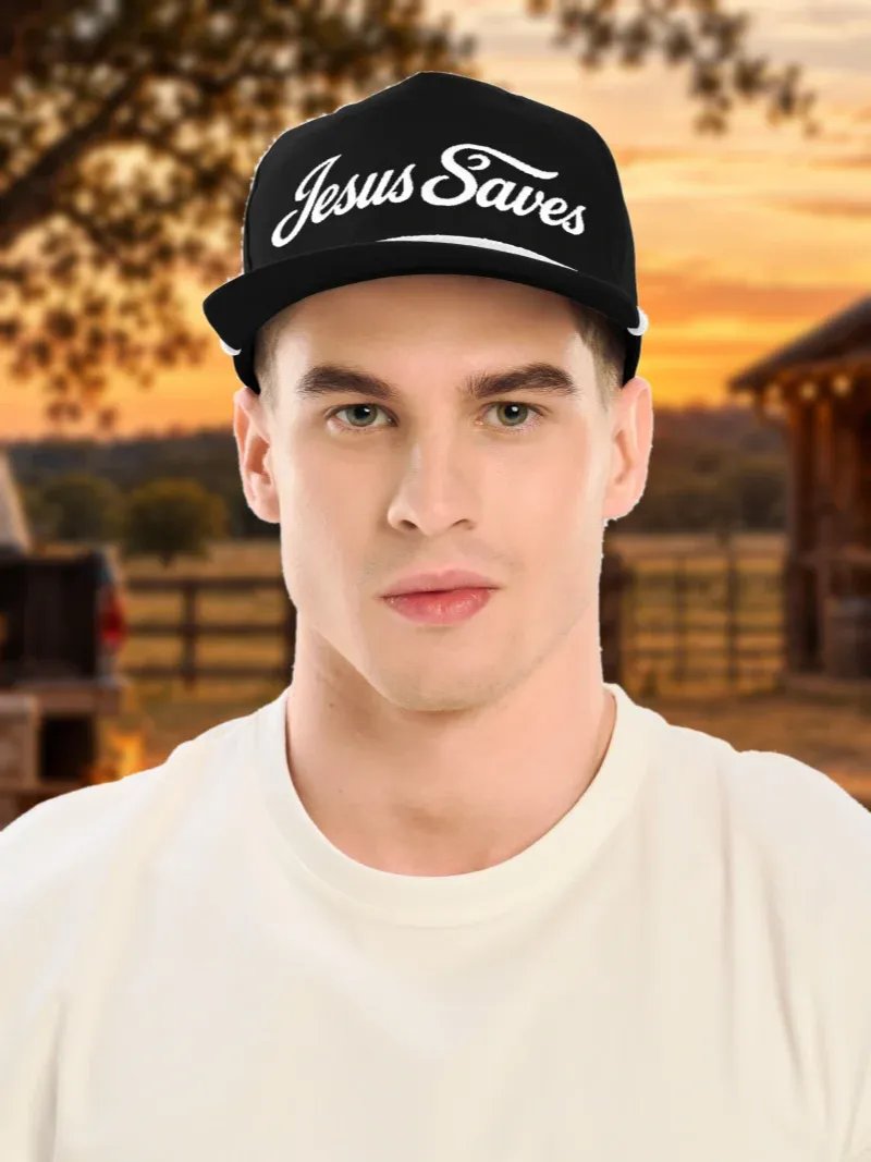 Back Forty Co. Signature Jesus Saves Embroidered Snapback Trucker Hat product image (4)