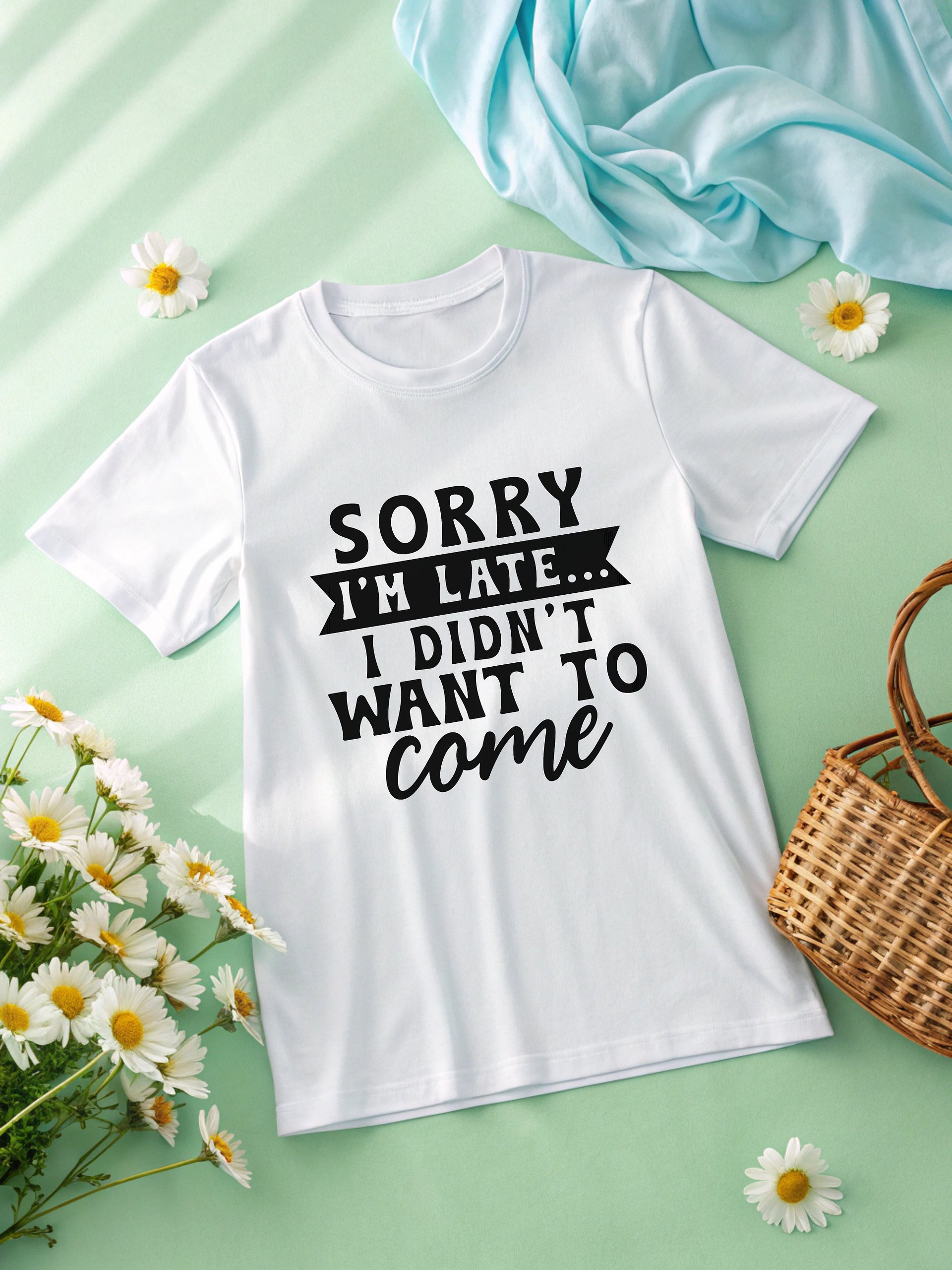 Sorry I'm Late I Didn't Want To Come Women White T-Shirt product image (2)
