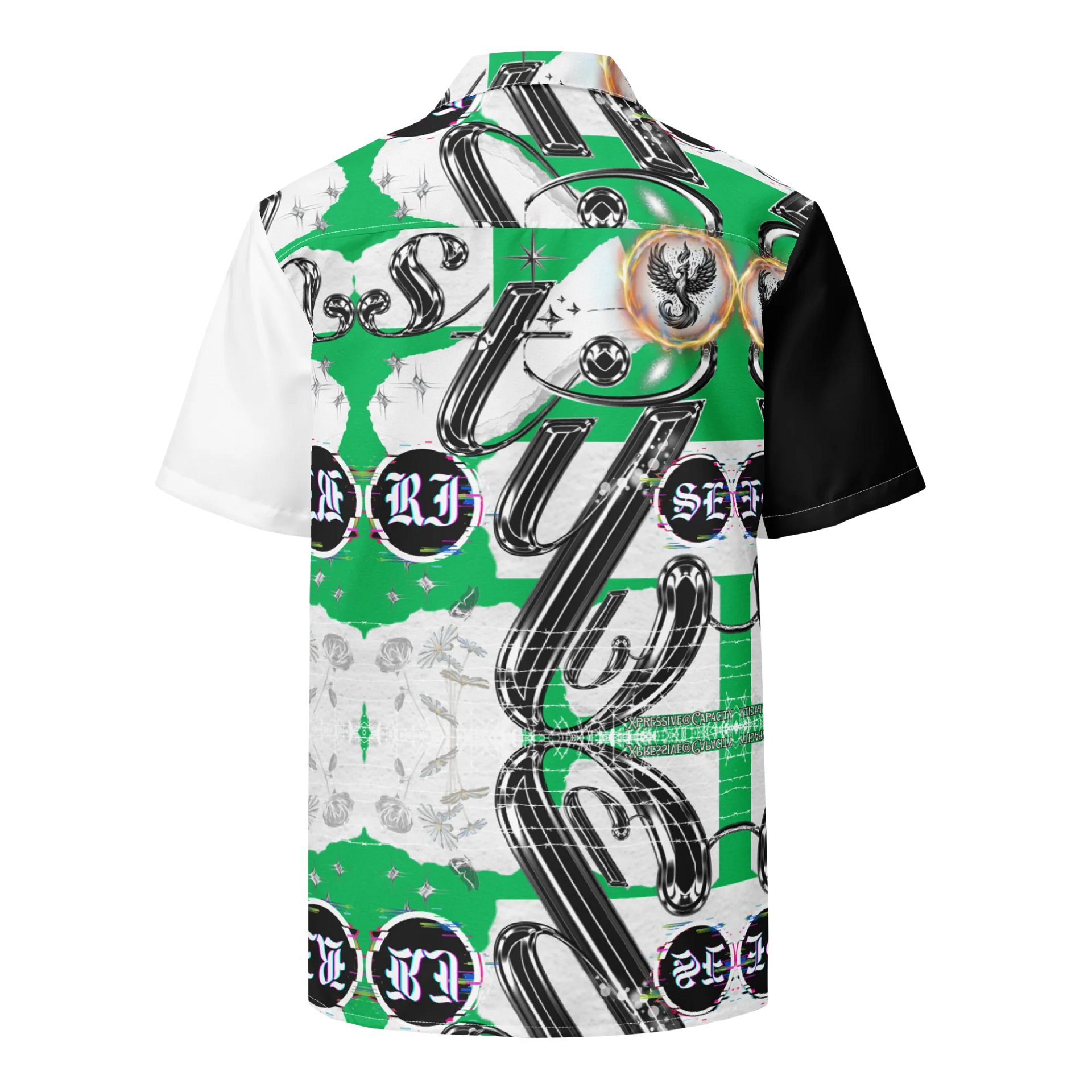 XPRESSIVE @ CAPACITY LADY LUCK GREEN METALLIC PHOENIX BUTTON DOWN product image (2)