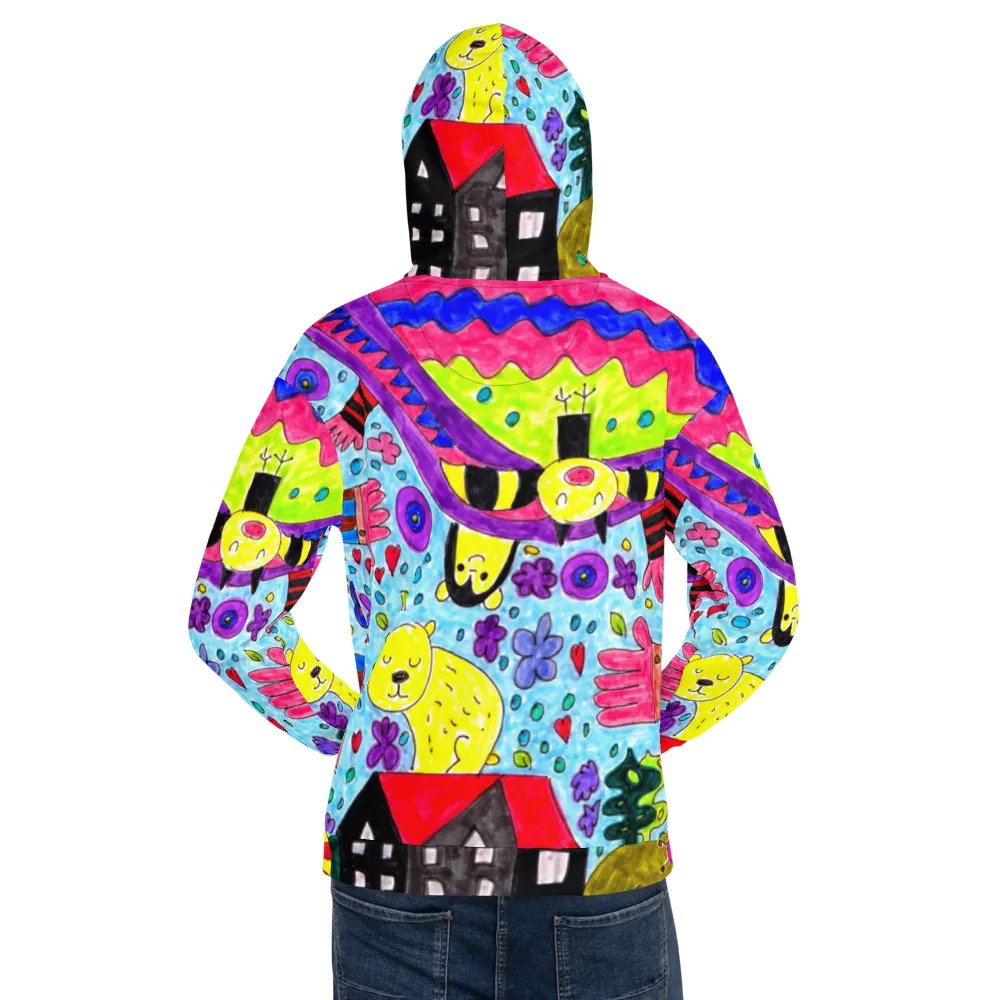 Abstract Vibrant Doodle Characters Unisex All Over Print Hoodie product image (10)
