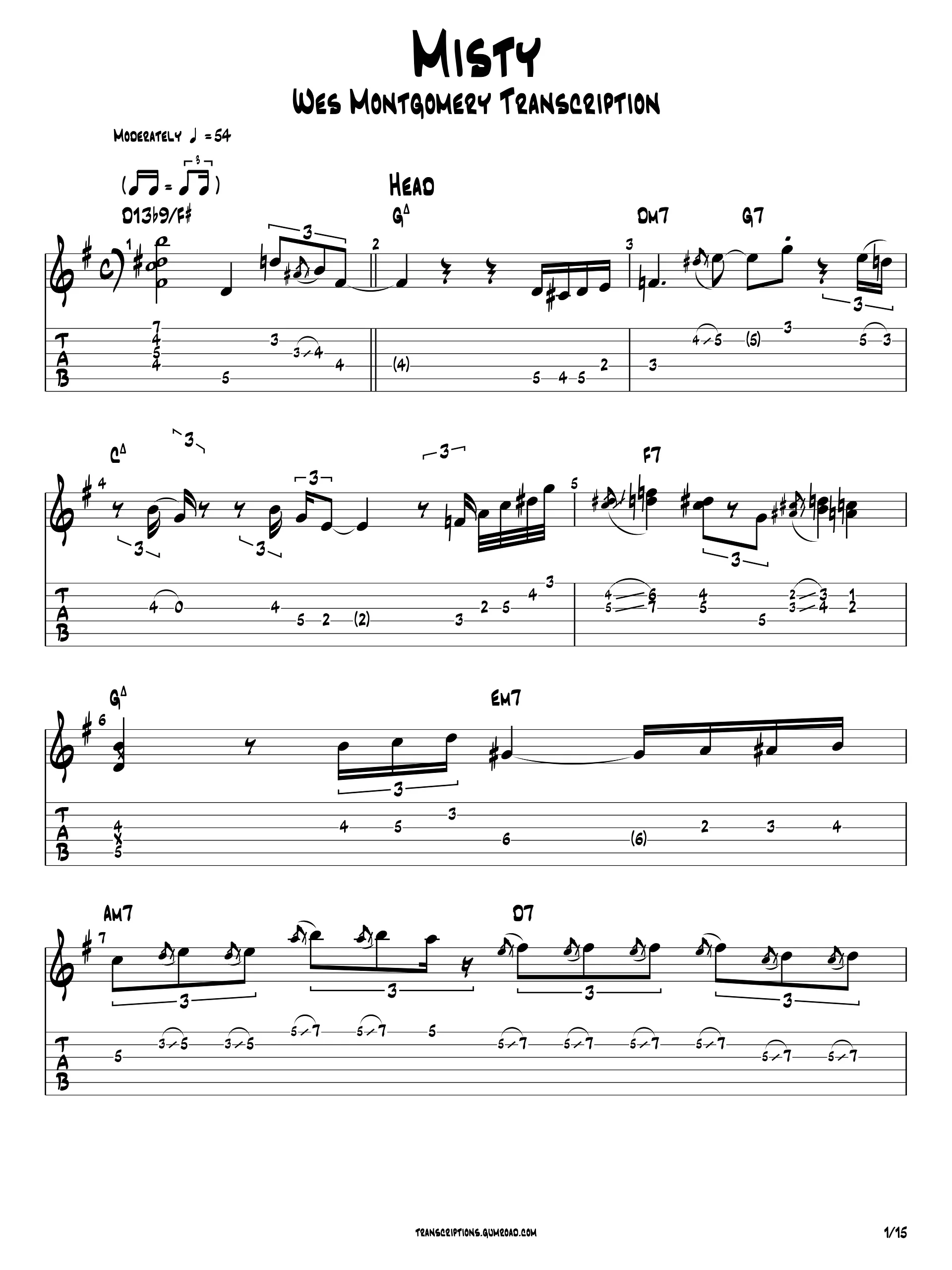 Wes Montgomery – Misty | Jazz Guitar Transcription (PDF) product image (2)