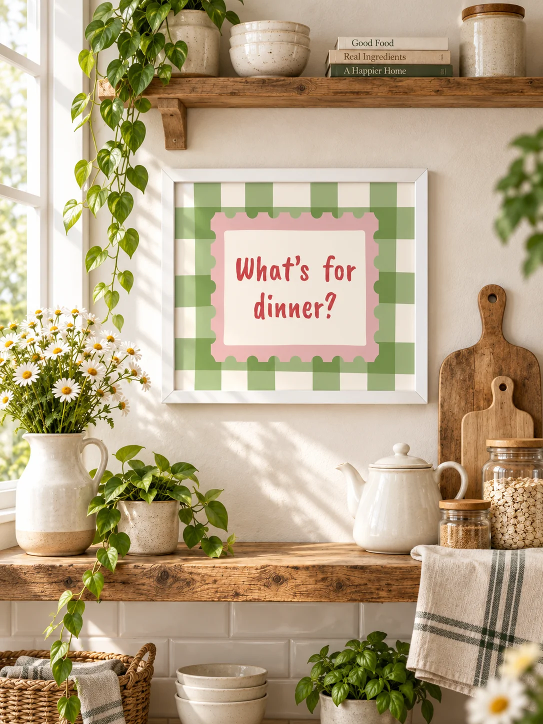 Whats Dinner Retro Kitchen Wall Art | Funny Typography Printable product image (1)