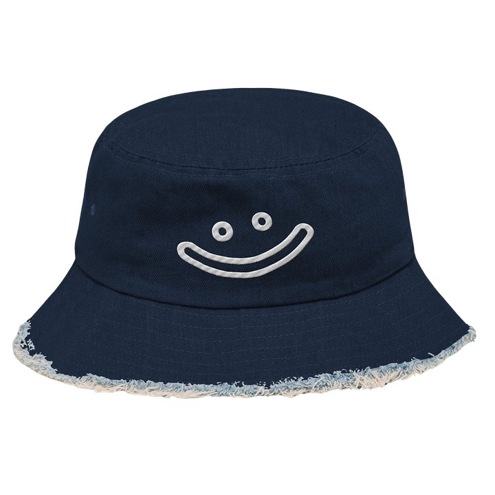 Smiley Bucket Hat – Distressed Denim Brim | Keinemusik Aesthetic | Afro House Festival Cap product image (1)