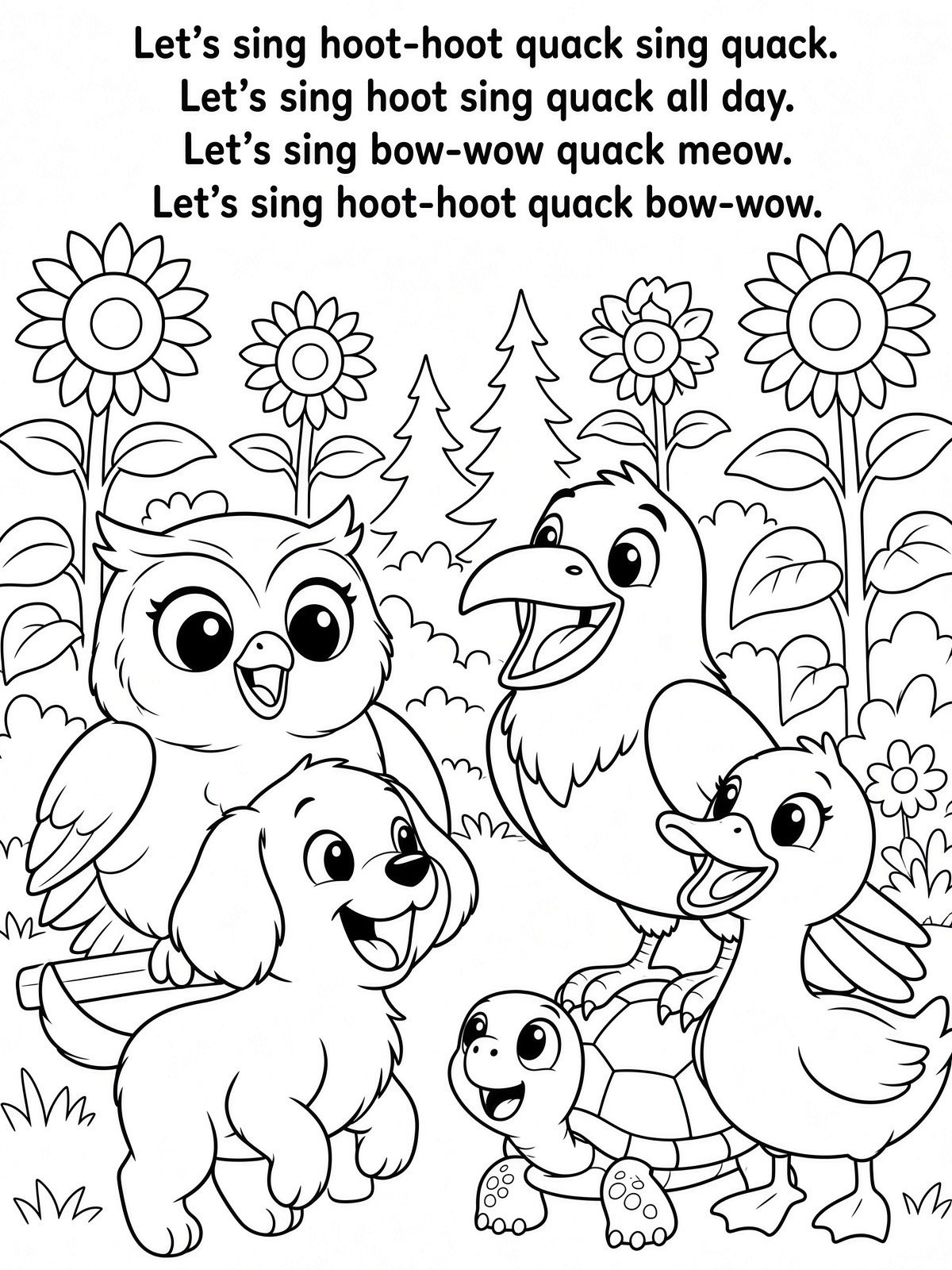 Sing A Rhyme Time 30 Page Farm Animal Cartoon Nursery Rhyme Coloring Page Bundle with Song Lyrics Printed on Each Page | Variety Pack for All Ages | Instant Digital Download | Printable PDF Format product image (5)