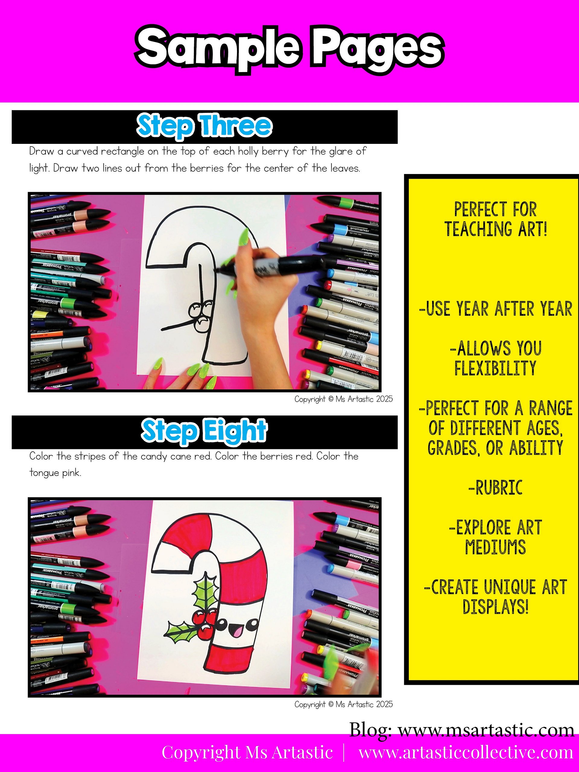 Christmas Art Project Candy Cane Art Lesson Christmas Art Activity December Art product image (7)