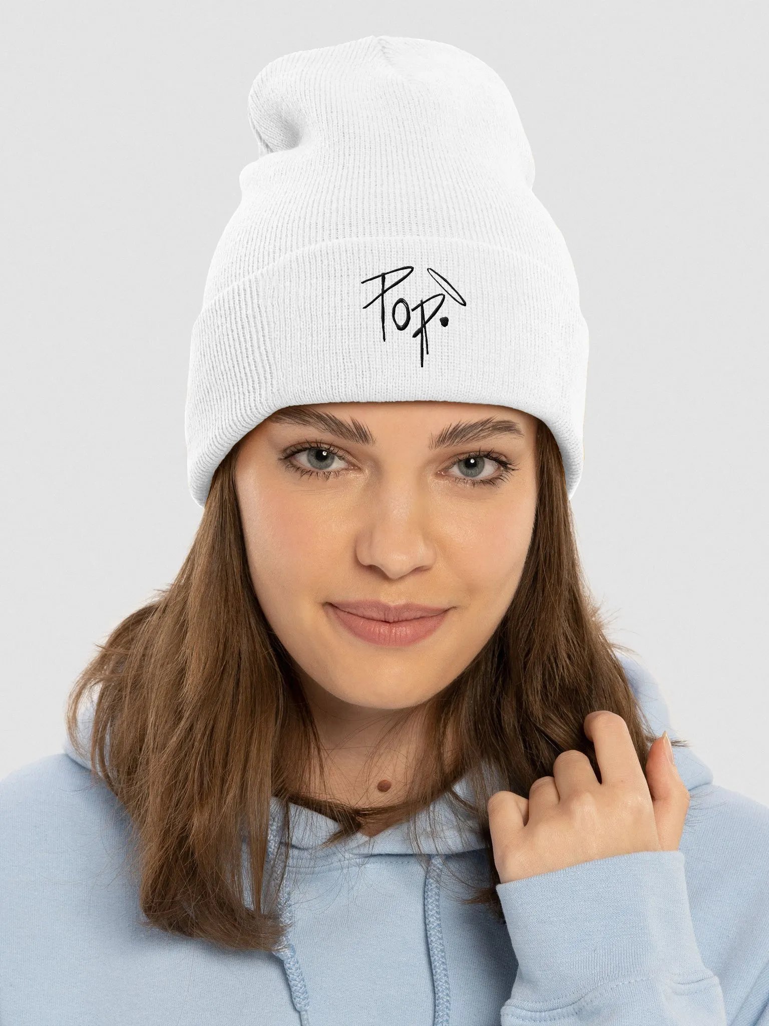 Pop. Chaos Embroidered White Beanie product image (3)