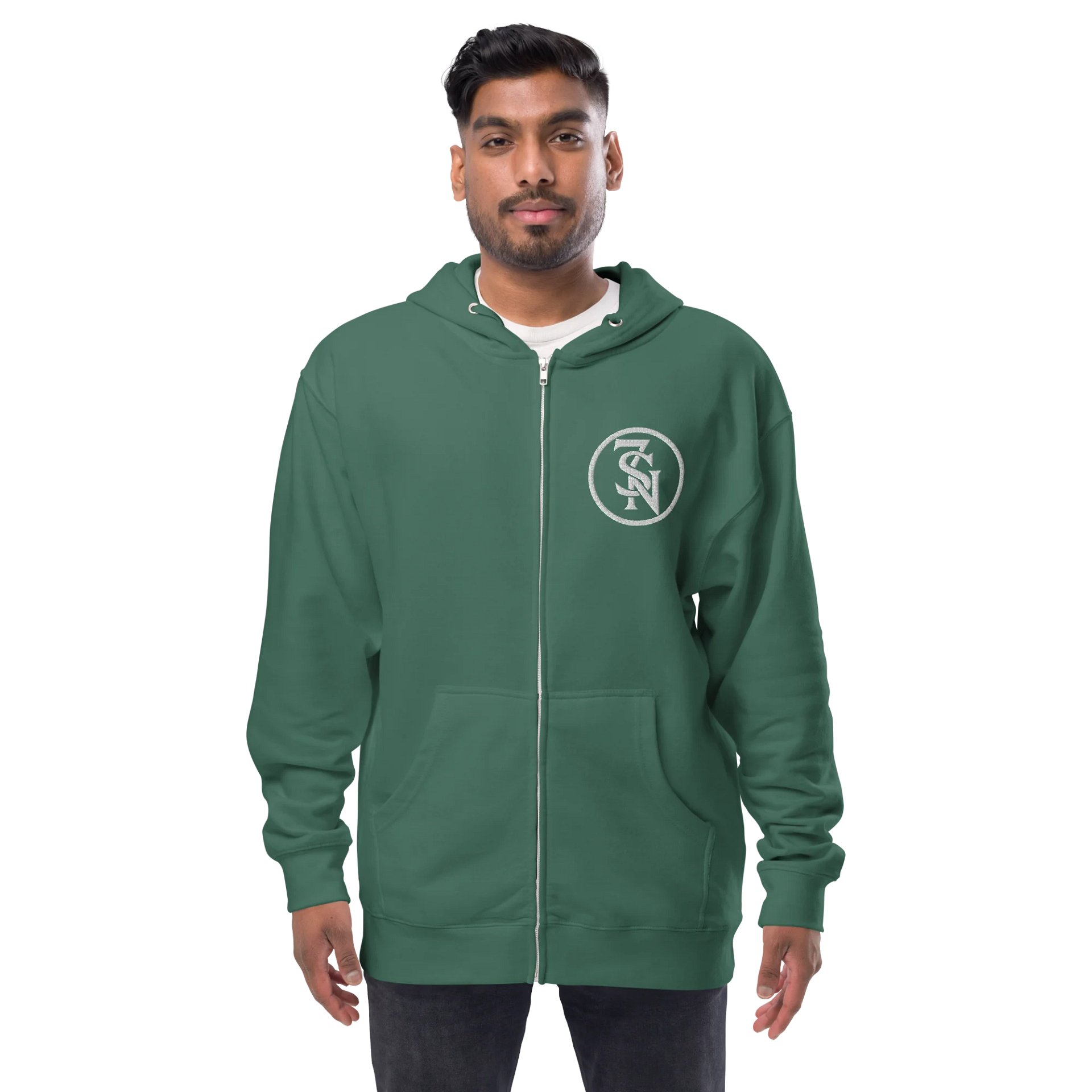 Seven Shades of Nothing White Logo (Lapel Embroidery & Back Print) on Zip-Up Fleece Hoodie product image (8)