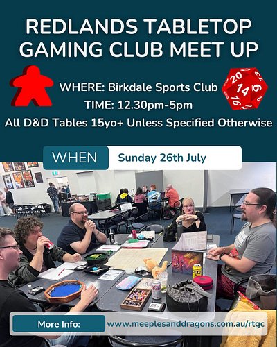 🎲 D&D, good food, and great people - what better way to spend a Sunday?

Redlands Tabletop Gaming Club is on this Sunday fr...