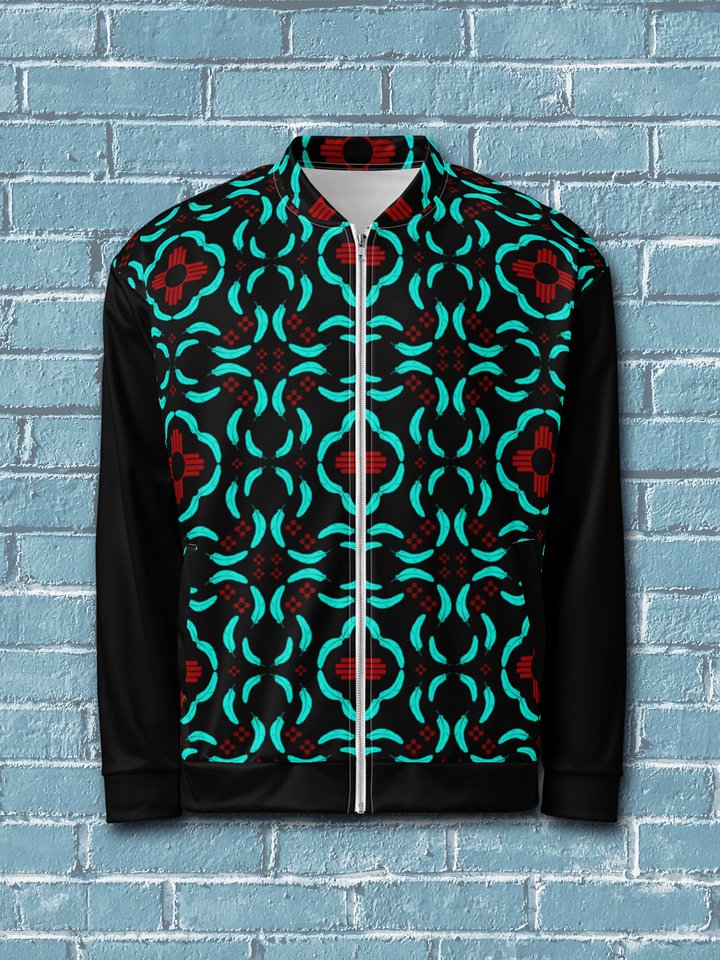 New Mexico Zia Turquoise Feathers Bomber Jacket product image (1)