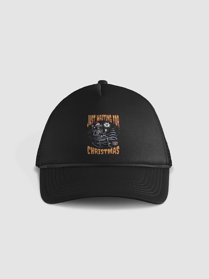 Just Waiting For Christmas Santa Skeleton Foam Trucker Hat product image (1)