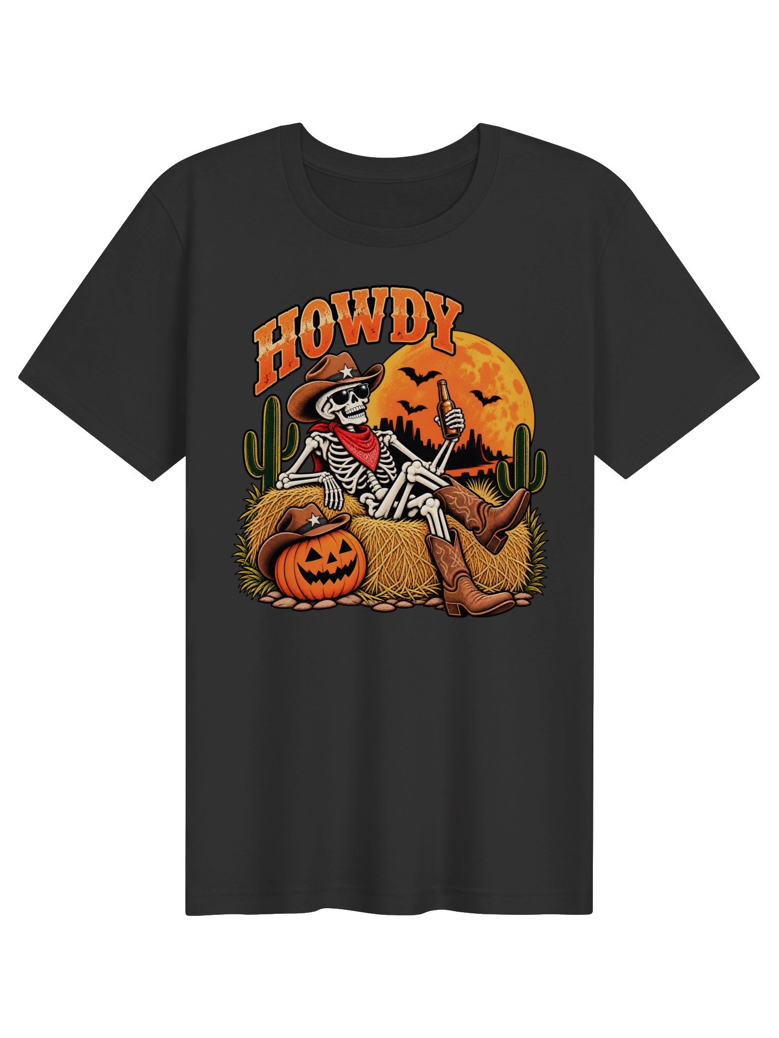 Howdy Texas Skeleton Cowboy Halloween Womens Shirt product image (1)