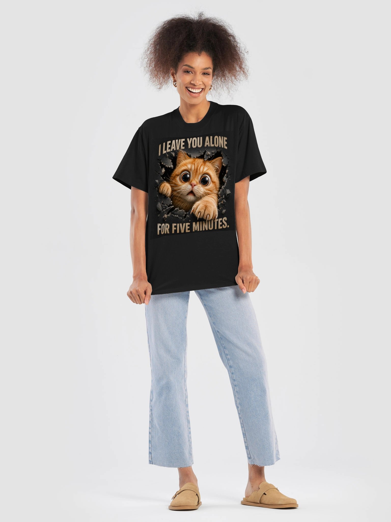 Funny Cat T Shirt, I Leave You Alone for Five Minutes, Orange Cat Graphic Tee, Cat Lover Gift product image (8)