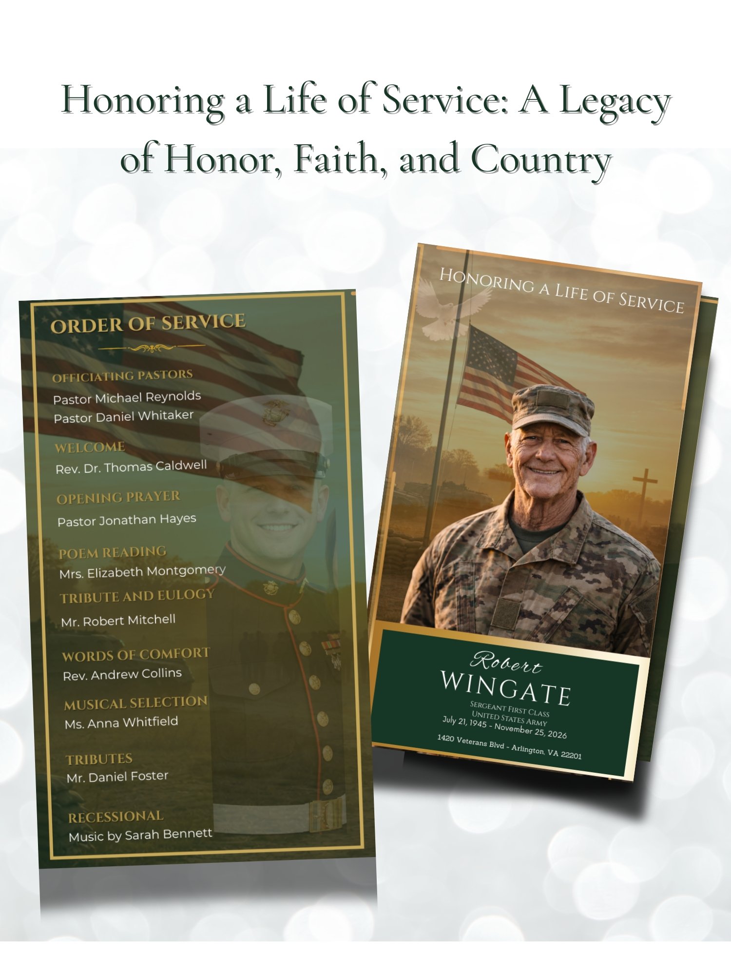 U.S. Army Honor & Service Funeral Program Template for Canva product image (4)