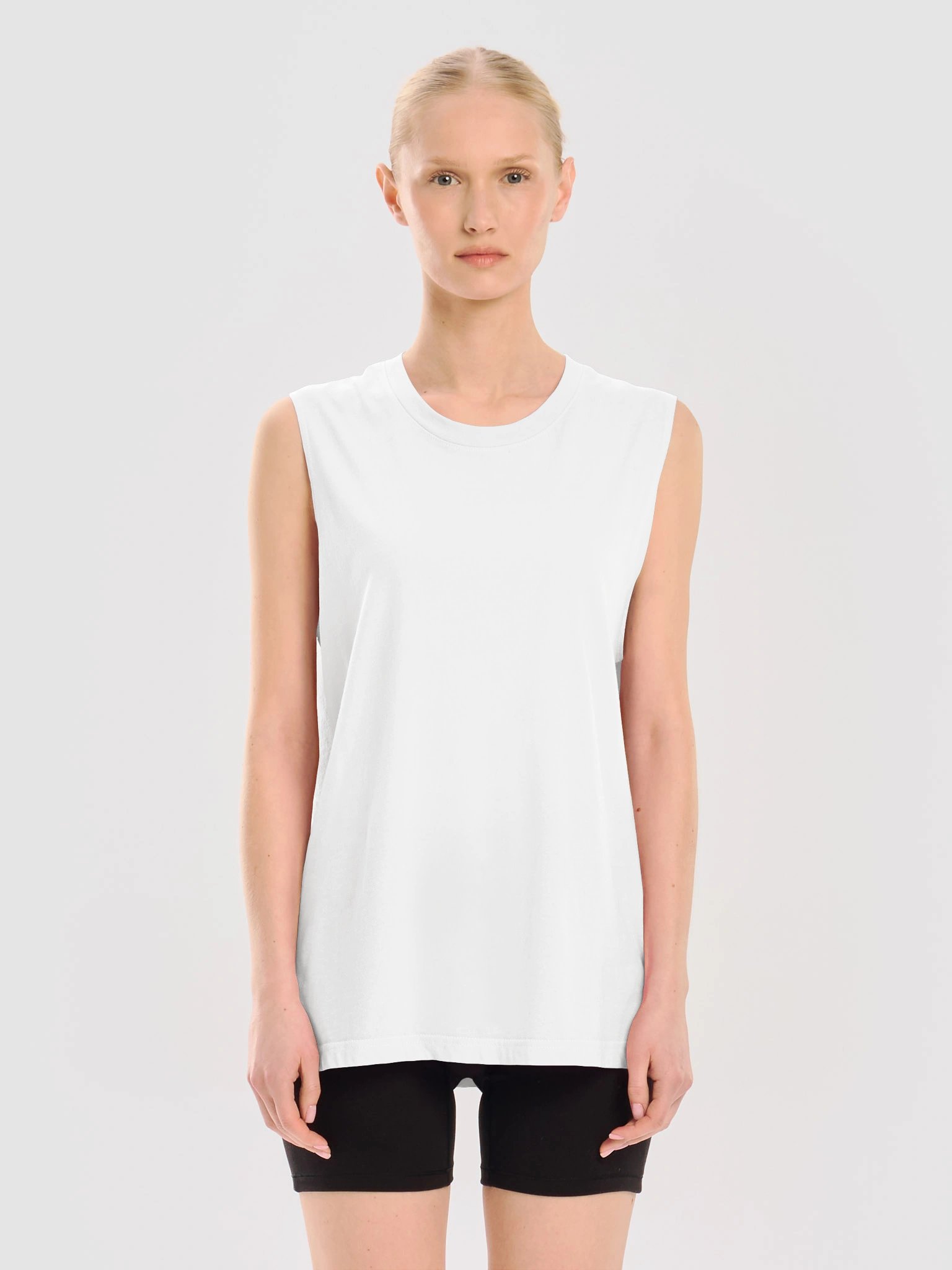 White Sleeveless Shirt Black Logo product image (3)