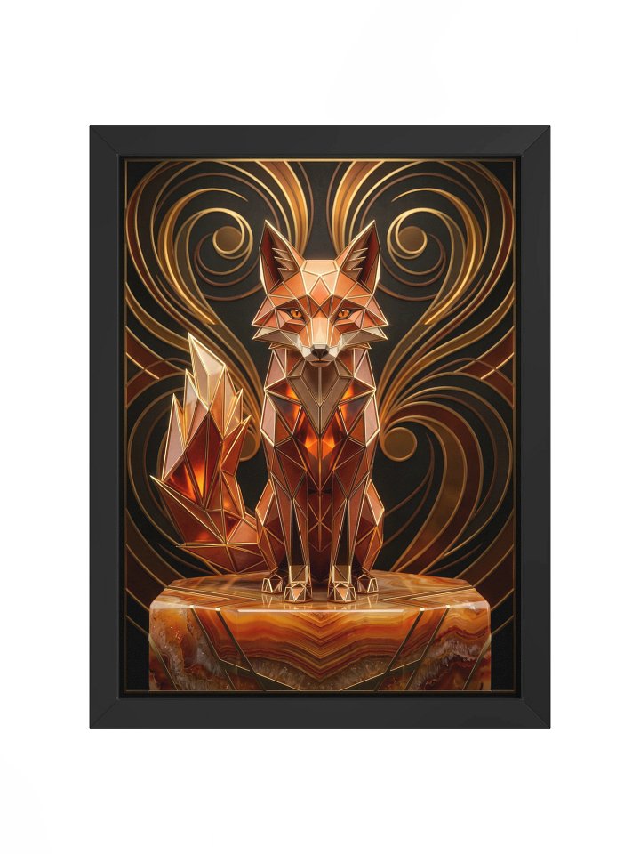 Radiant Geometric Fox Framed Poster - Neo-Deco Luxury Wall Art product image (1)