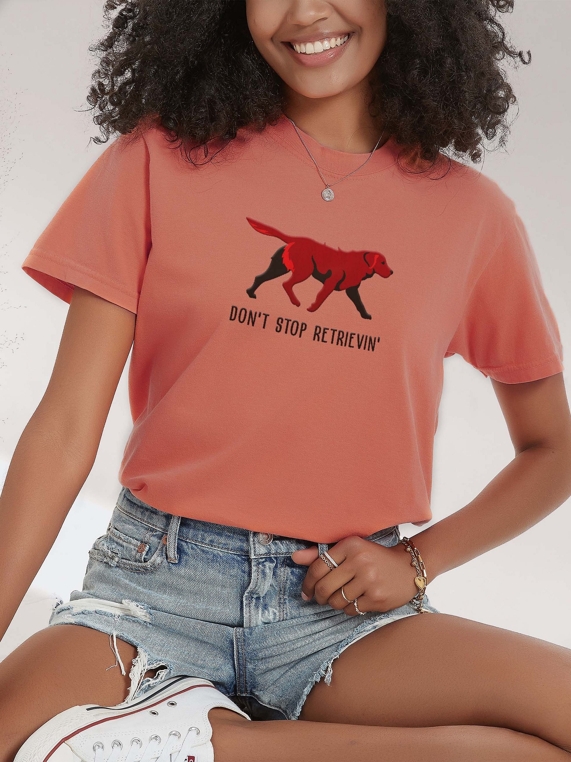 Don't Stop Retrievin' T-Shirt(Embroidered) of a Chesapeake Bay Retriever(Brown) product image (2)